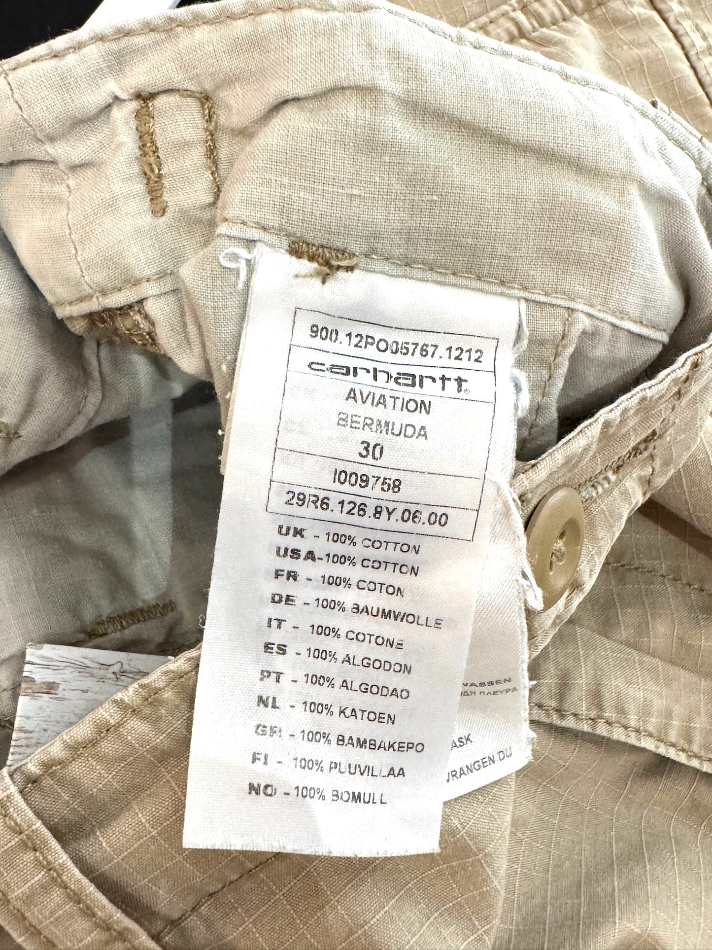 CARHARTT AVIATION CARGO BERMUDA SHORTS SZ: 30
