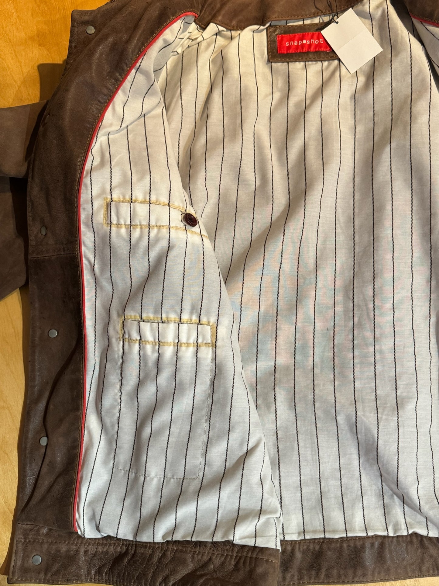 SNAP SHOT LEATHER SUEDE TRUCKER JACKET SZ: XL