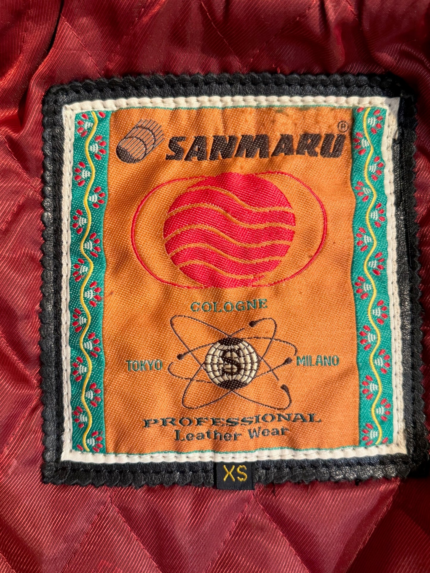 VINTAGE 90s SANMARU WOMENS MOTORCYCLE BIKER LEATHER JACKET SZ: XS