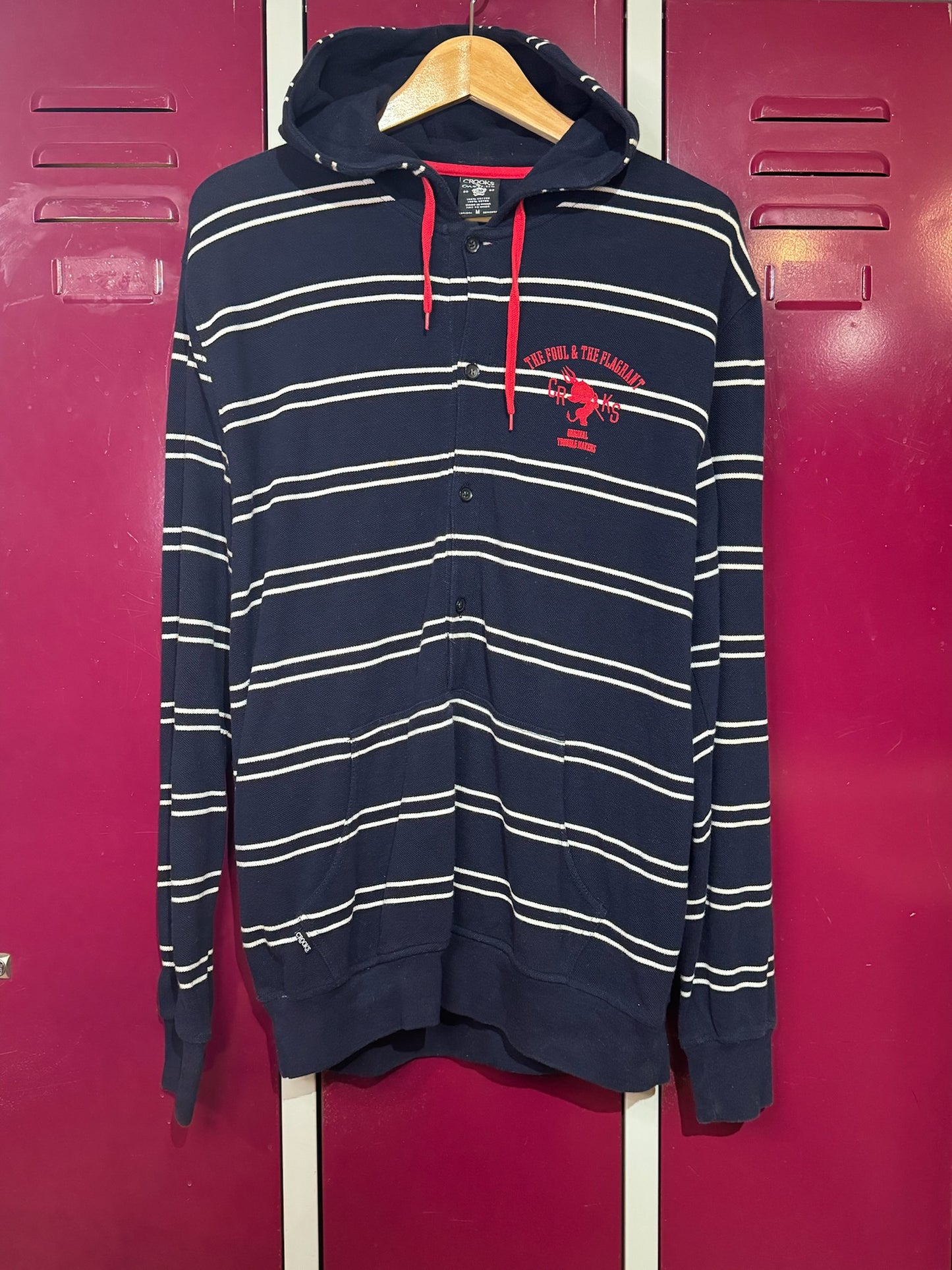 CROOKS & CASTLES BUTTON HOODIE SZ: M