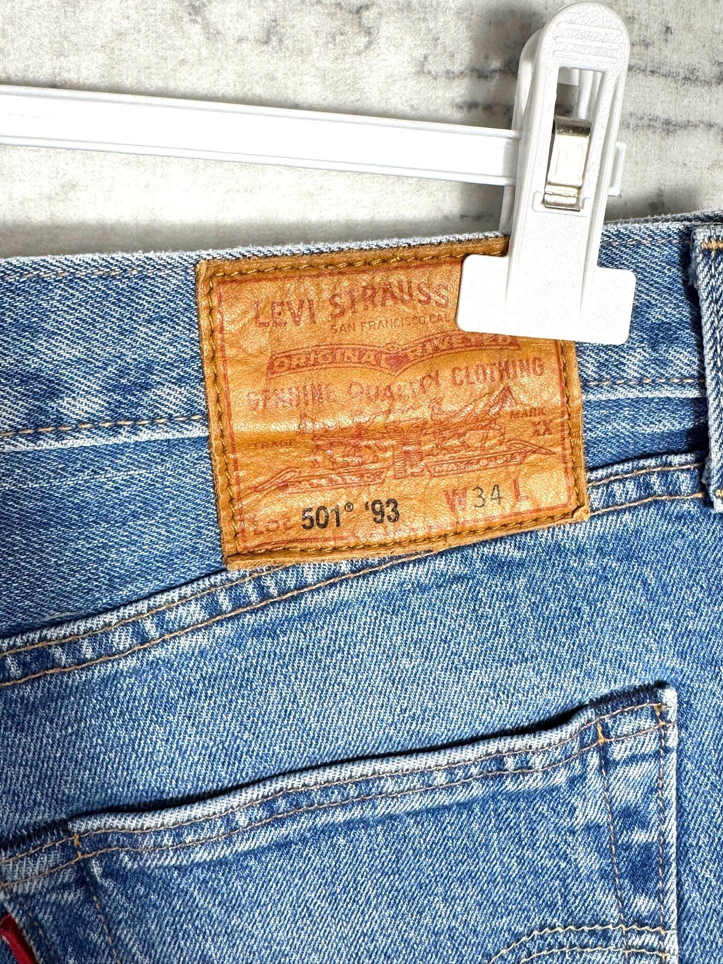 LEVI'S 501 '93 DENIM BLUE WASHED SHORTS Sz: 34