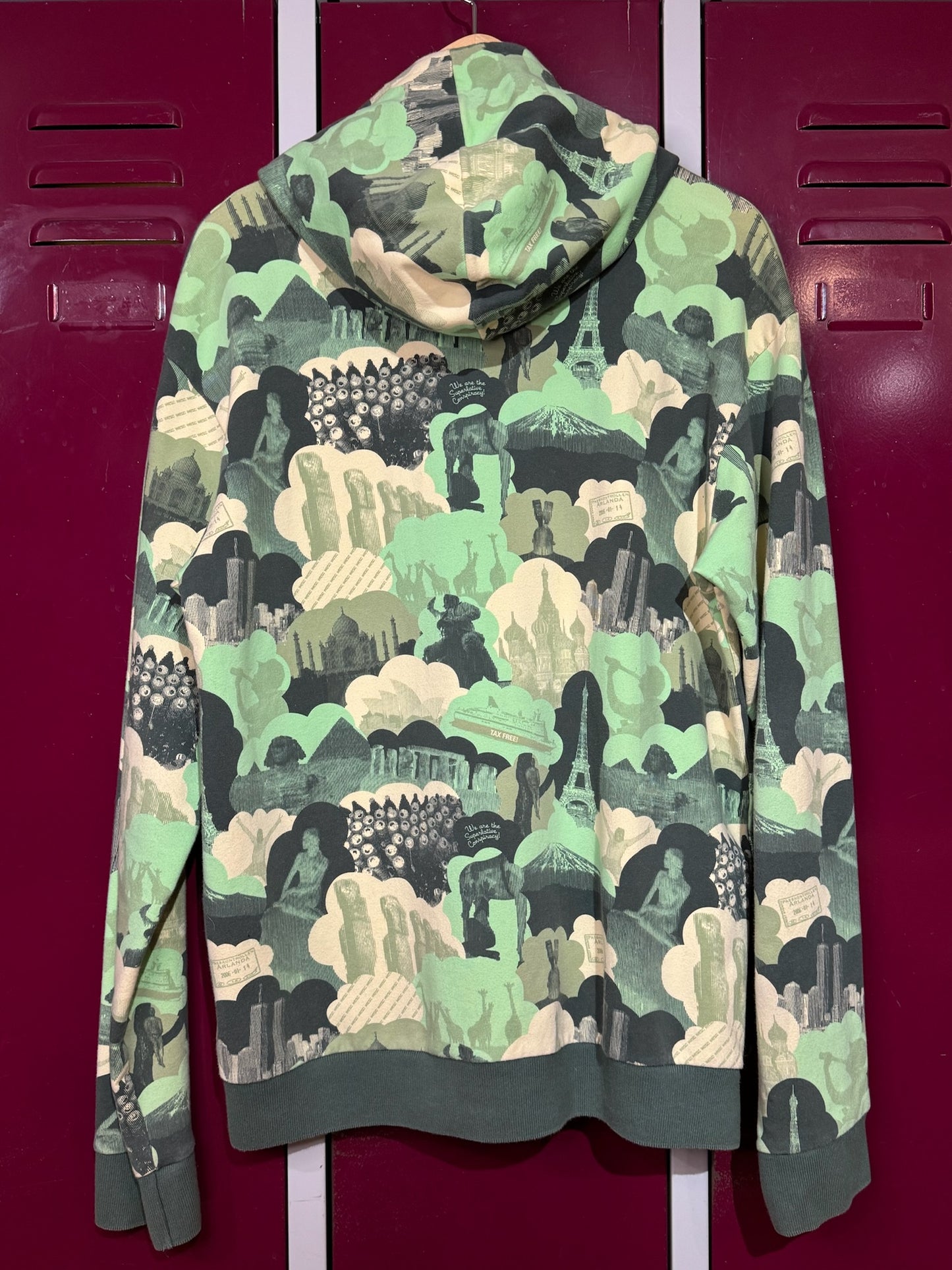 WESC 00s "MOMNUMENTS" AOP HOODIE ZIP UP SZ: L