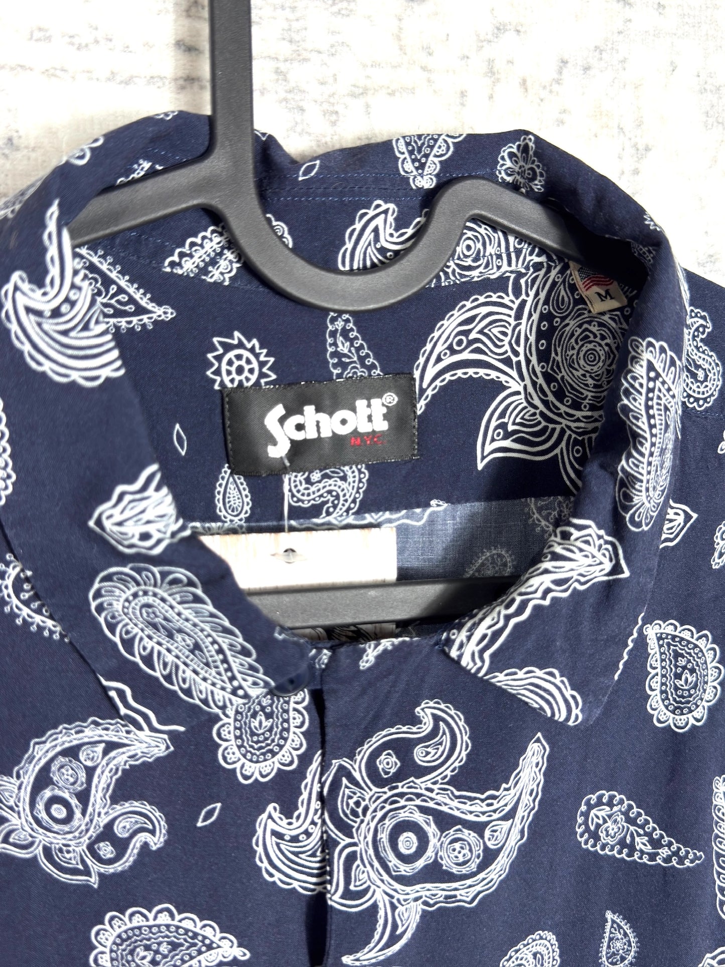 SCHOTT N.Y.C "PAISLEY" SHORT SLEEVES SHIRT SZ:M