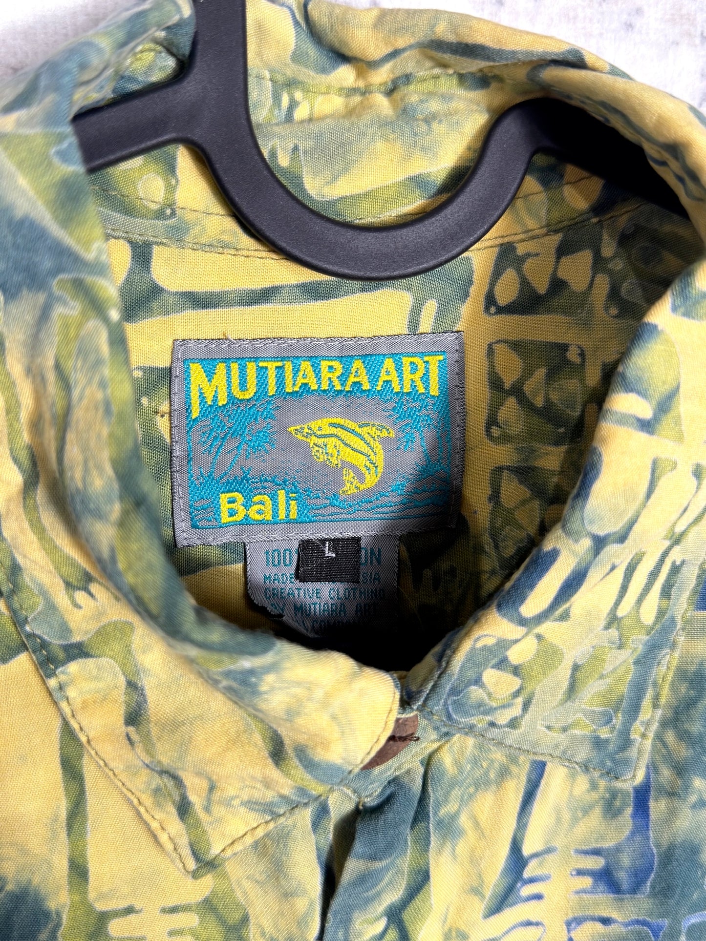 VINTAGE 90s MUTIARA ART BALI "TIE DIE" SHORT SLEEVES SHIRT SZ: L
