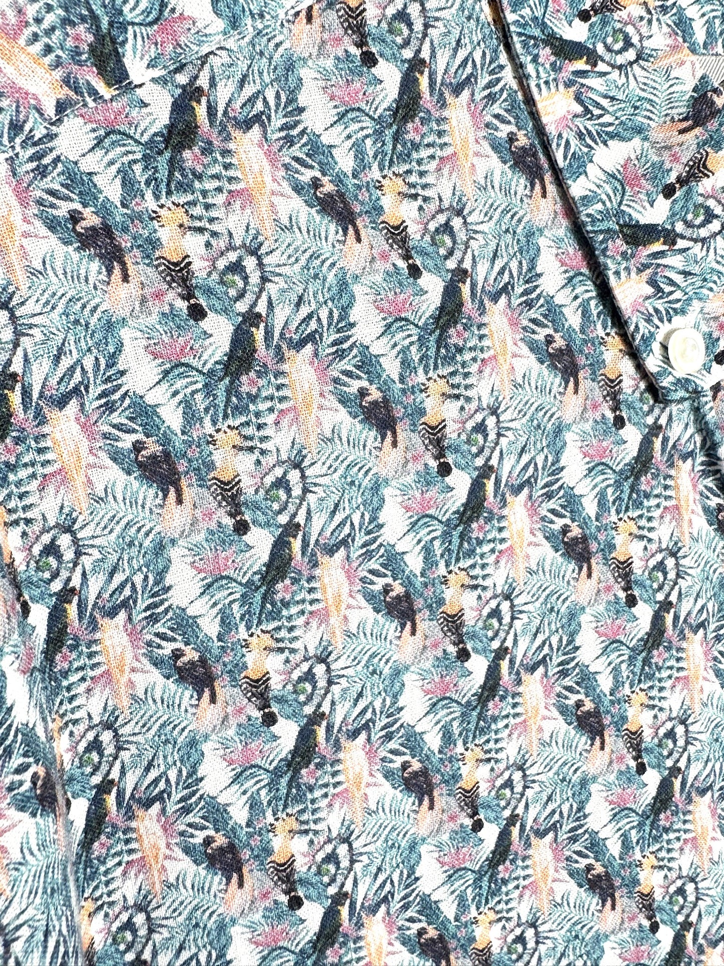 LEE COOPER "FLORAL & BIRDS" SHORT SLEEVES SHIRT SZ: L