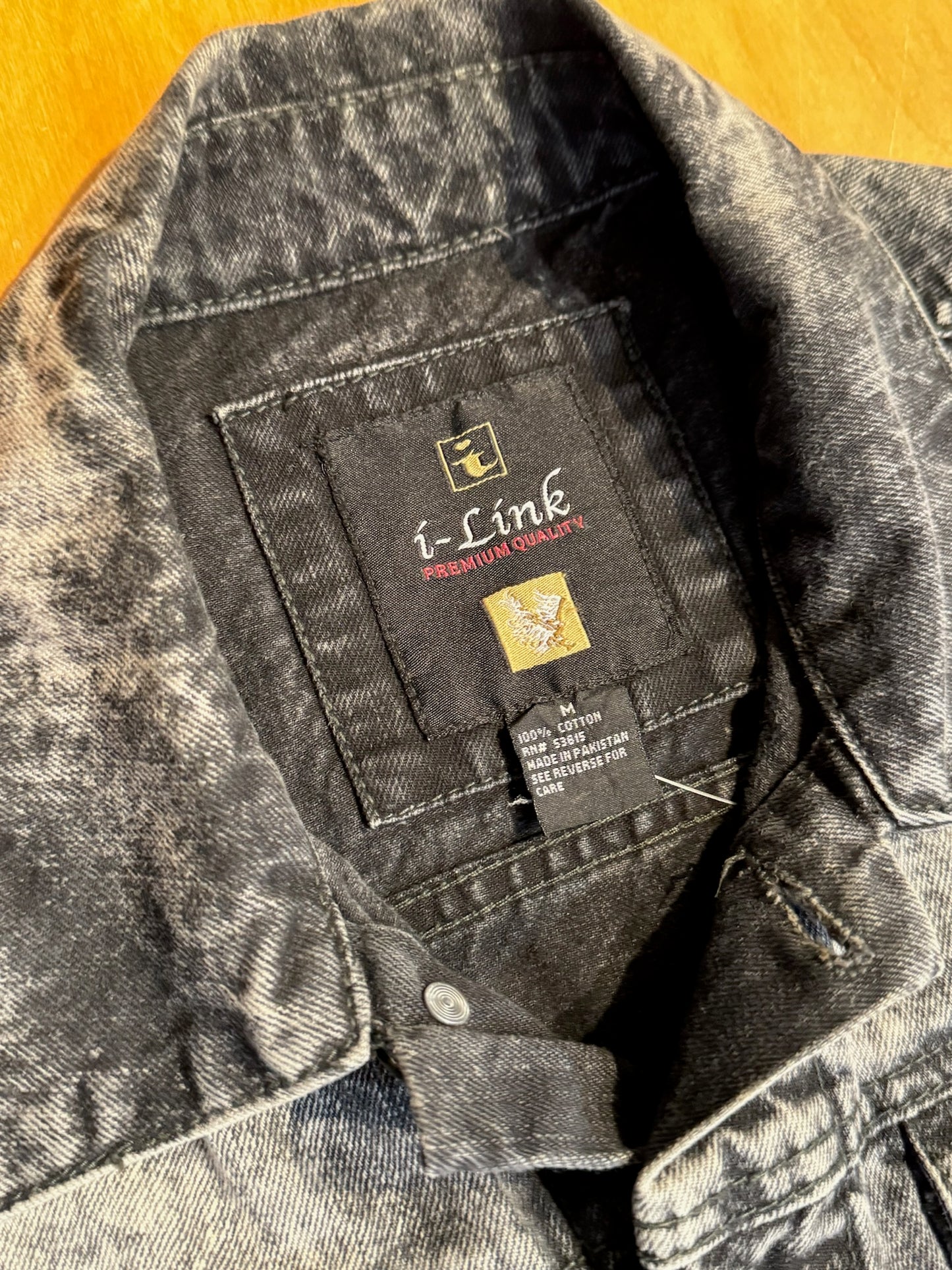 Y2K I-LINK BLACK DENIM ACID WASH VEST SZ: M