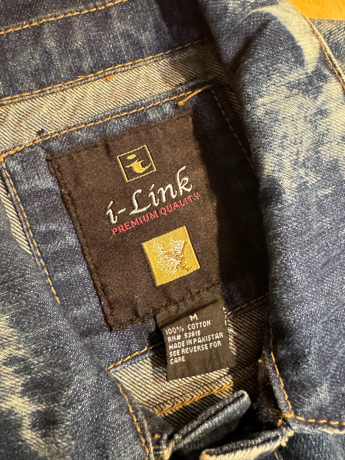 Y2K I-LINK BLUE DENIM ACID WASH VEST SZ: M