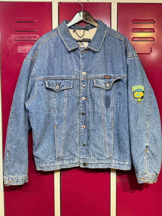 VINTAGE 80s COMPAGNIE PARISIENNE LINED SHERPA DENIM JACKET SZ: L