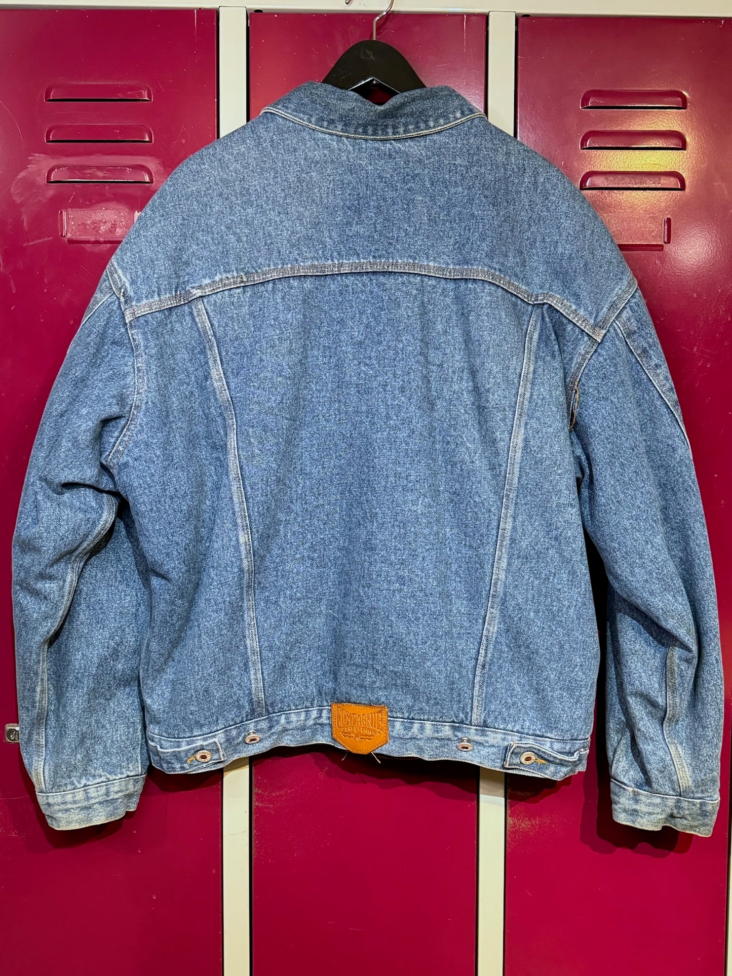 VINTAGE 80s COMPAGNIE PARISIENNE LINED SHERPA DENIM JACKET SZ: L