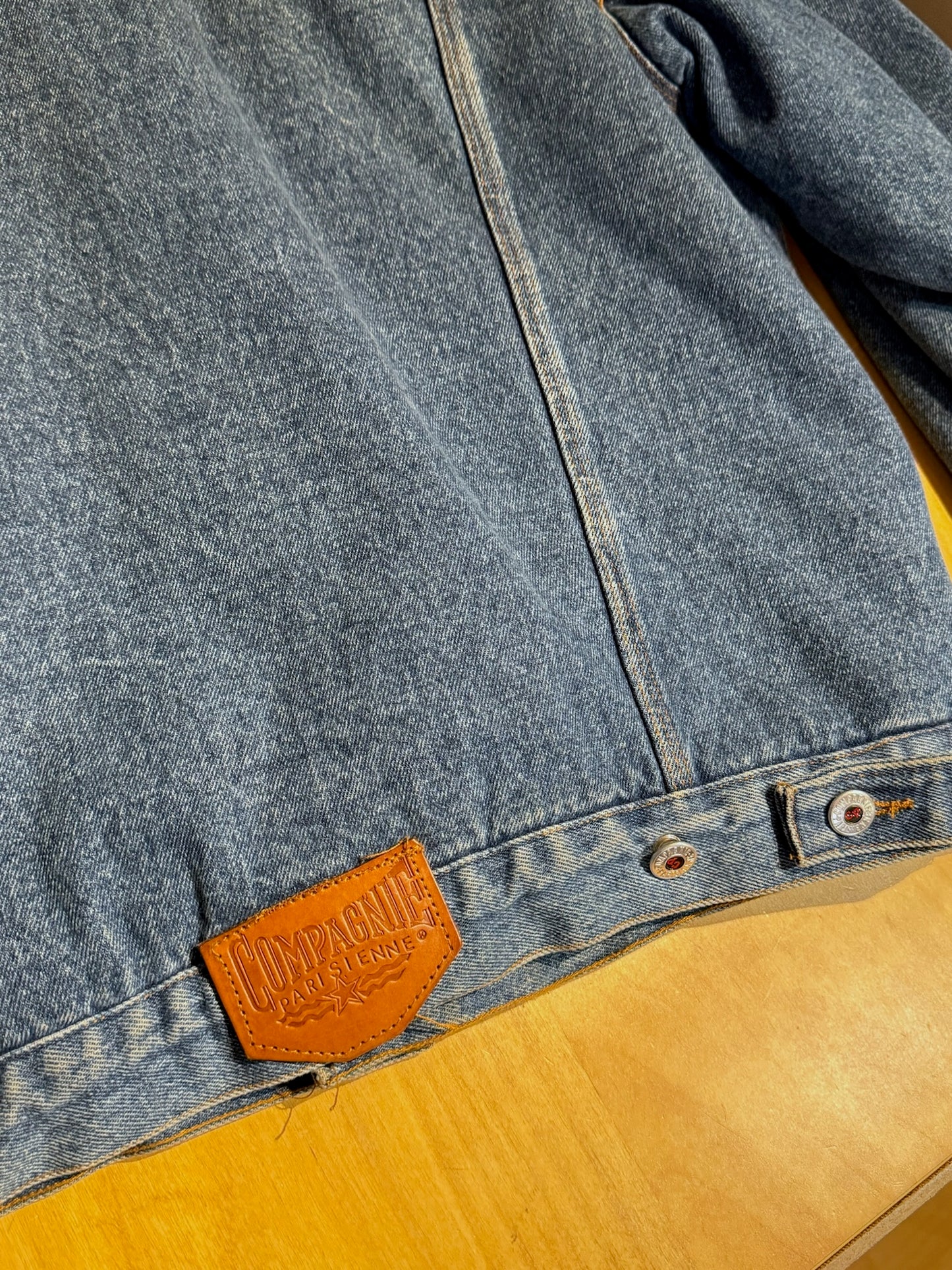 VINTAGE 80s COMPAGNIE PARISIENNE LINED SHERPA DENIM JACKET SZ: L