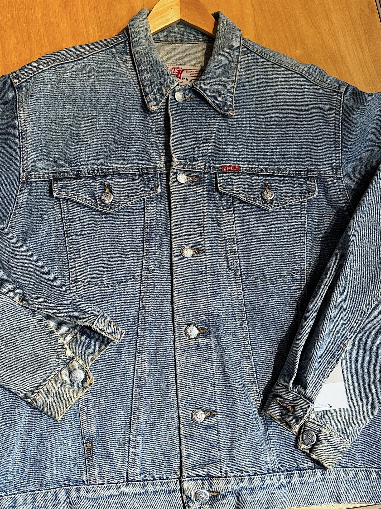VINTAGE 90s RIFLE DENIM JACKET SZ: XL