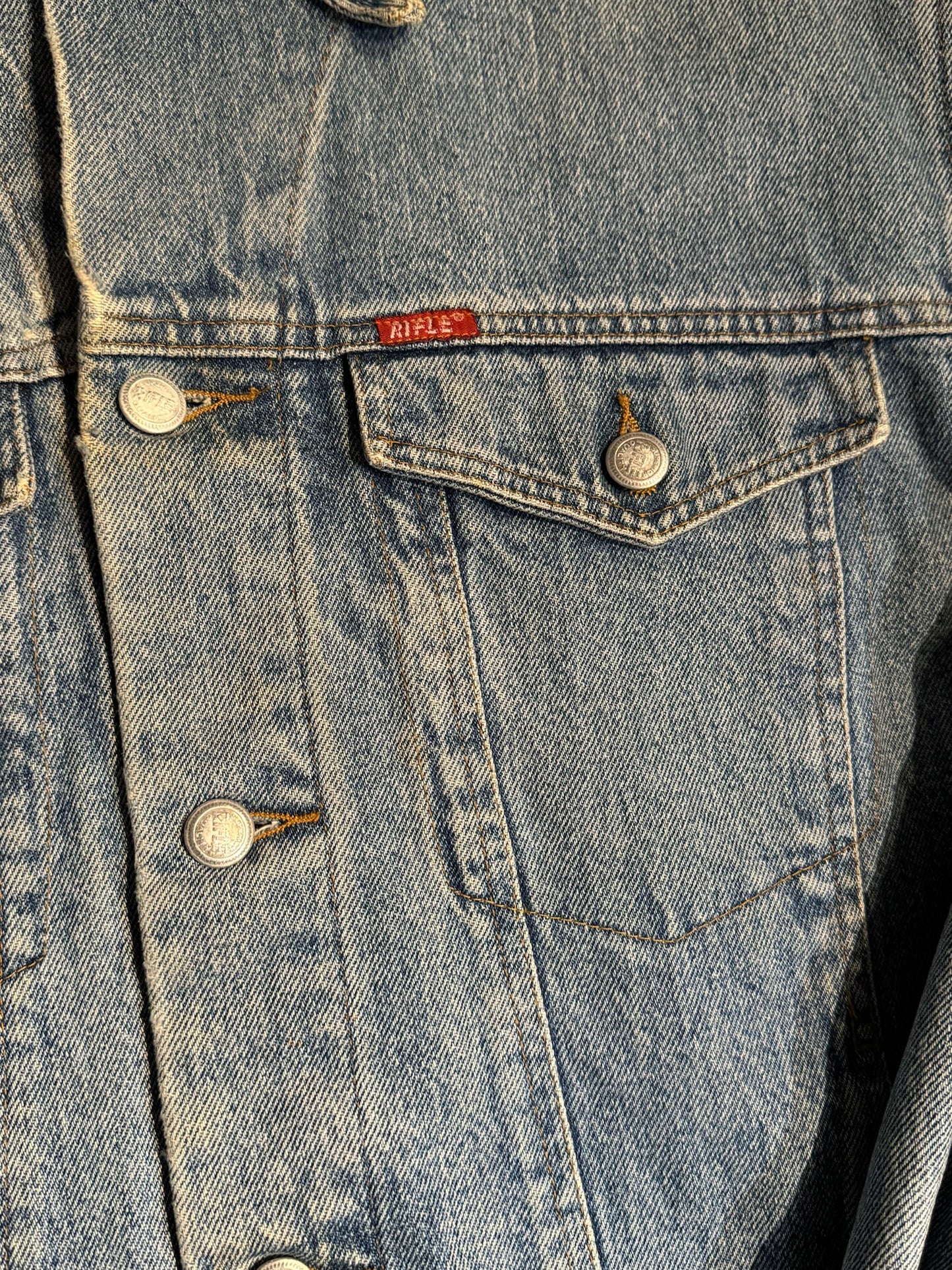 VINTAGE 90s RIFLE DENIM JACKET SZ: XL
