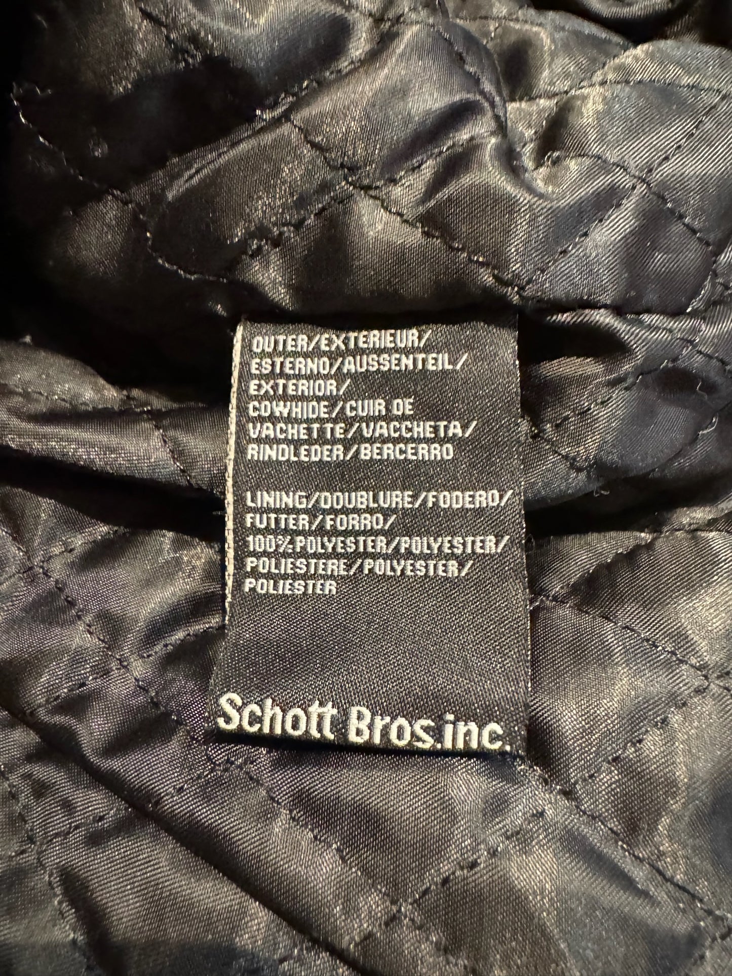 SCHOTT N.Y.C LEATHER BIKER VEST SZ: M