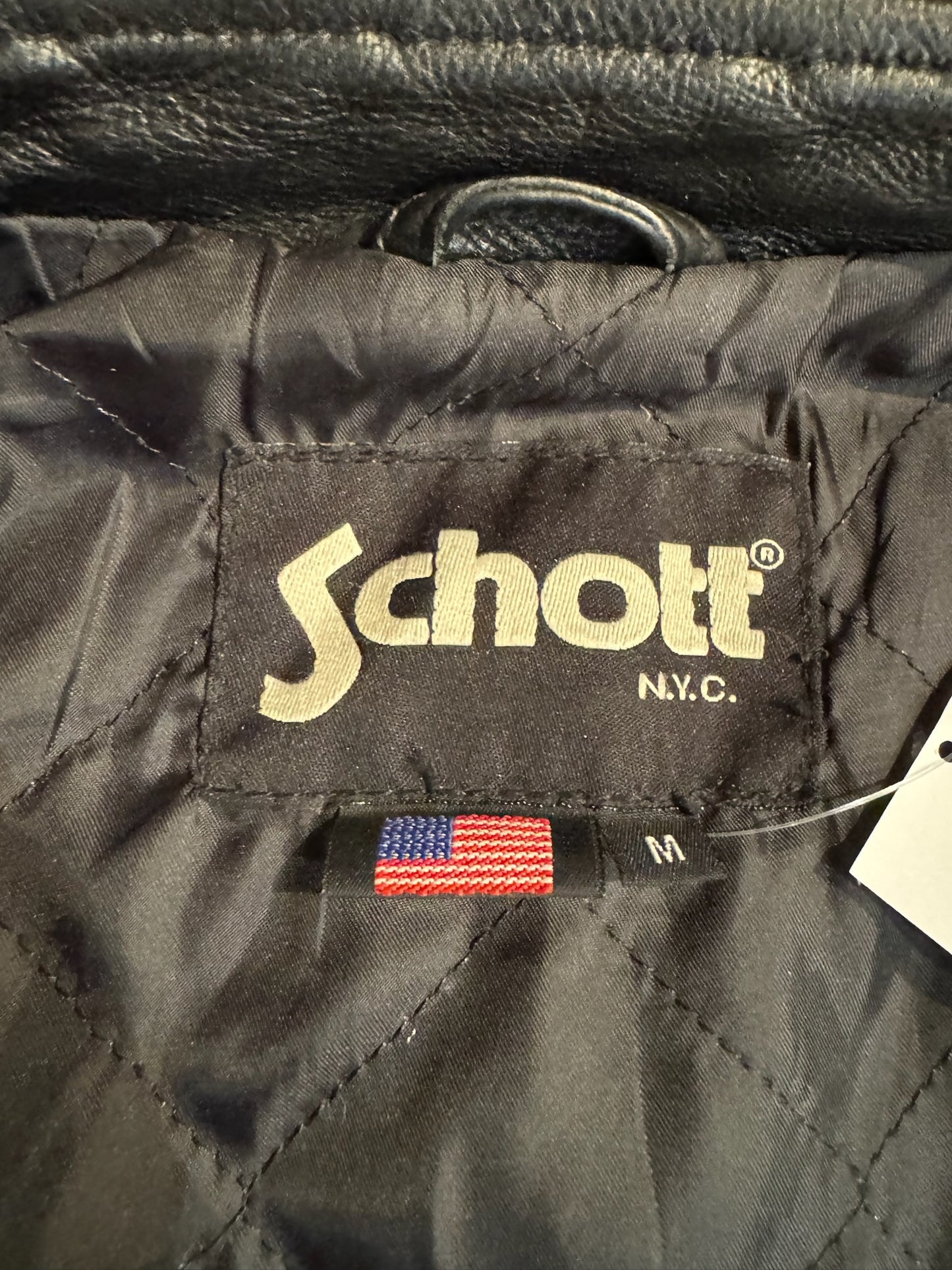 SCHOTT N.Y.C LEATHER BIKER VEST SZ: M