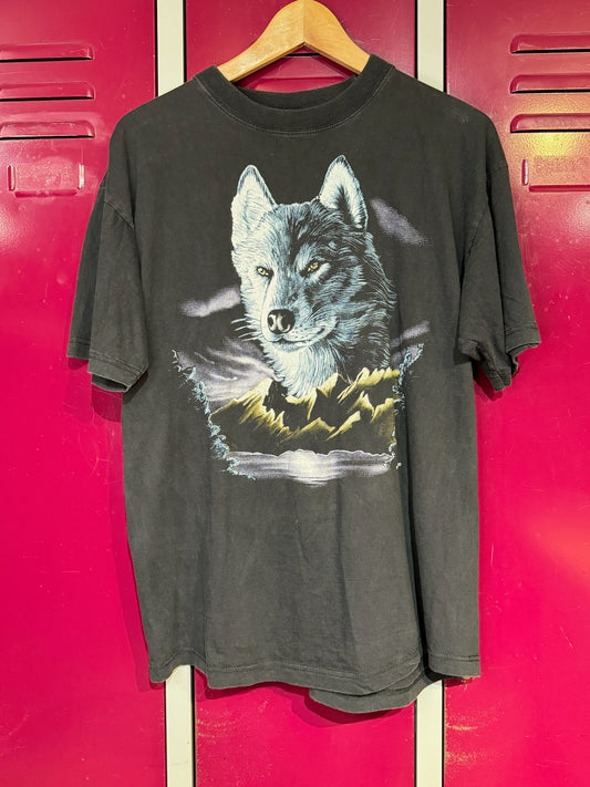 VINTAGE 90s WOLF "FRANCE GRAFFITI" T-SHIRT  SZ: L