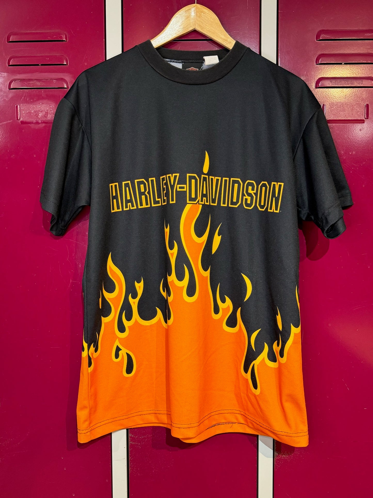 VINTAGE HARLEY DAVIDSON "FLAMES" MOTORCYCLES JERSEY T-SHIRT SZ: L