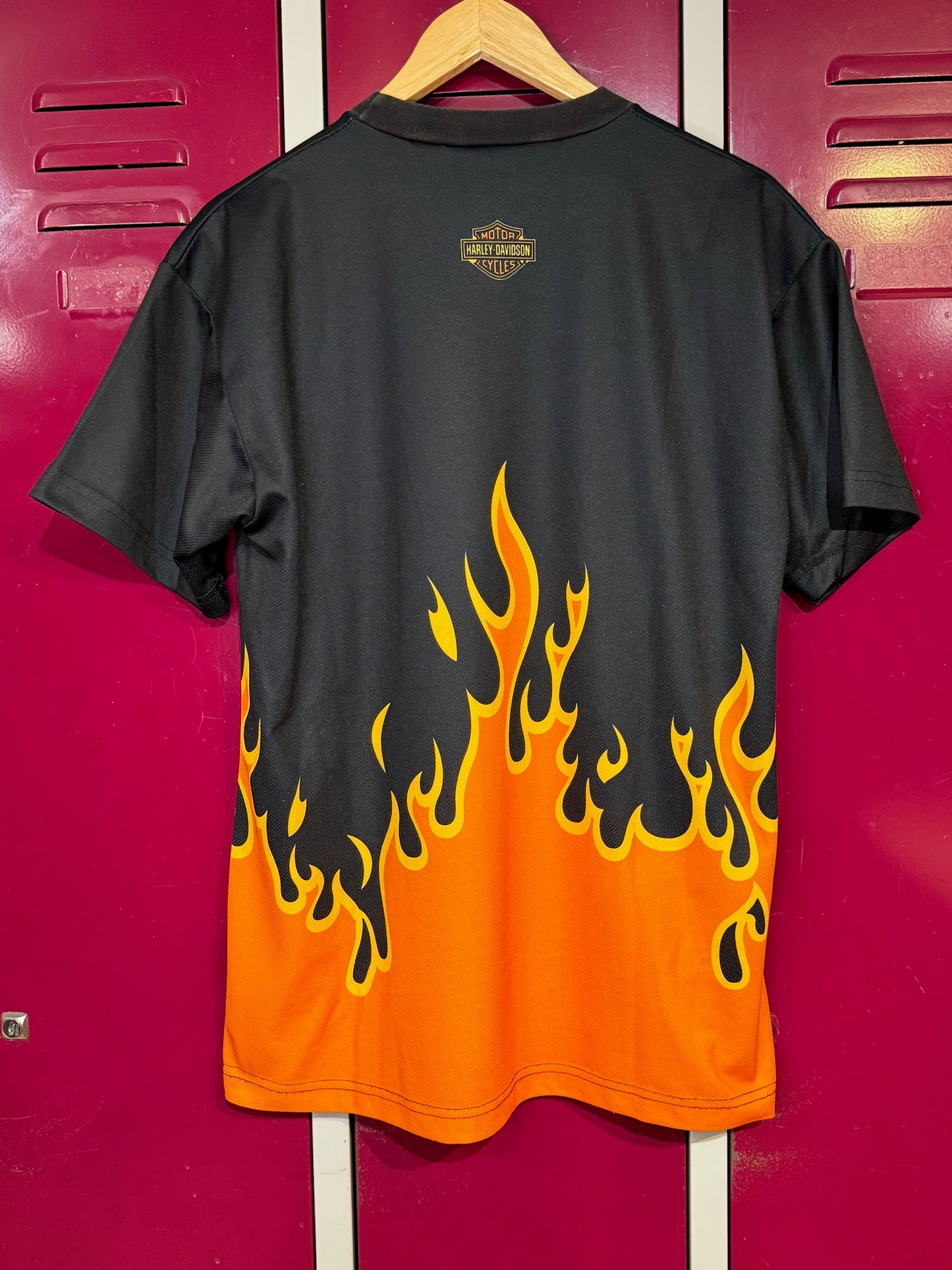 VINTAGE HARLEY DAVIDSON "FLAMES" MOTORCYCLES JERSEY T-SHIRT SZ: L