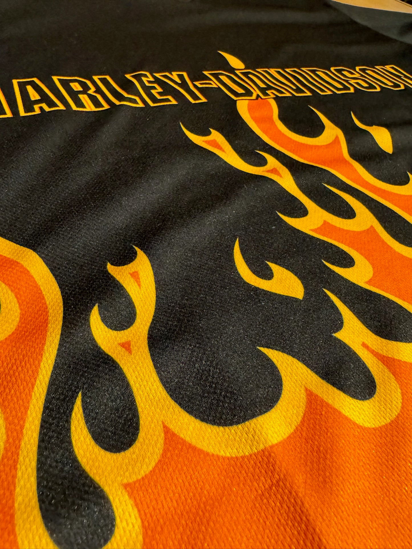 VINTAGE HARLEY DAVIDSON "FLAMES" MOTORCYCLES JERSEY T-SHIRT SZ: L