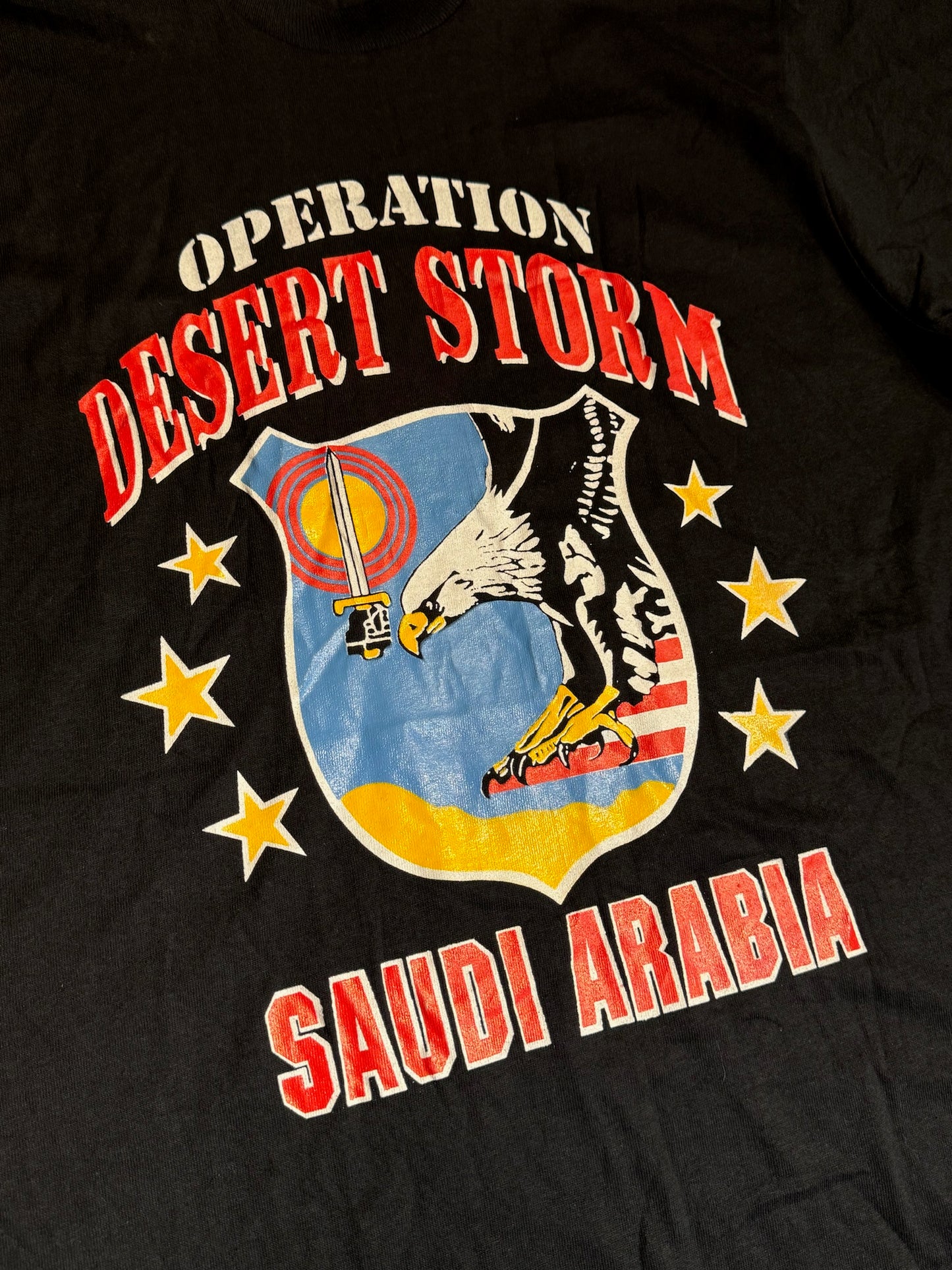 VINTAGE 1991 OPERATION DESERT STORM "SAUDI ARABIA" T-SHIRT SZ: L