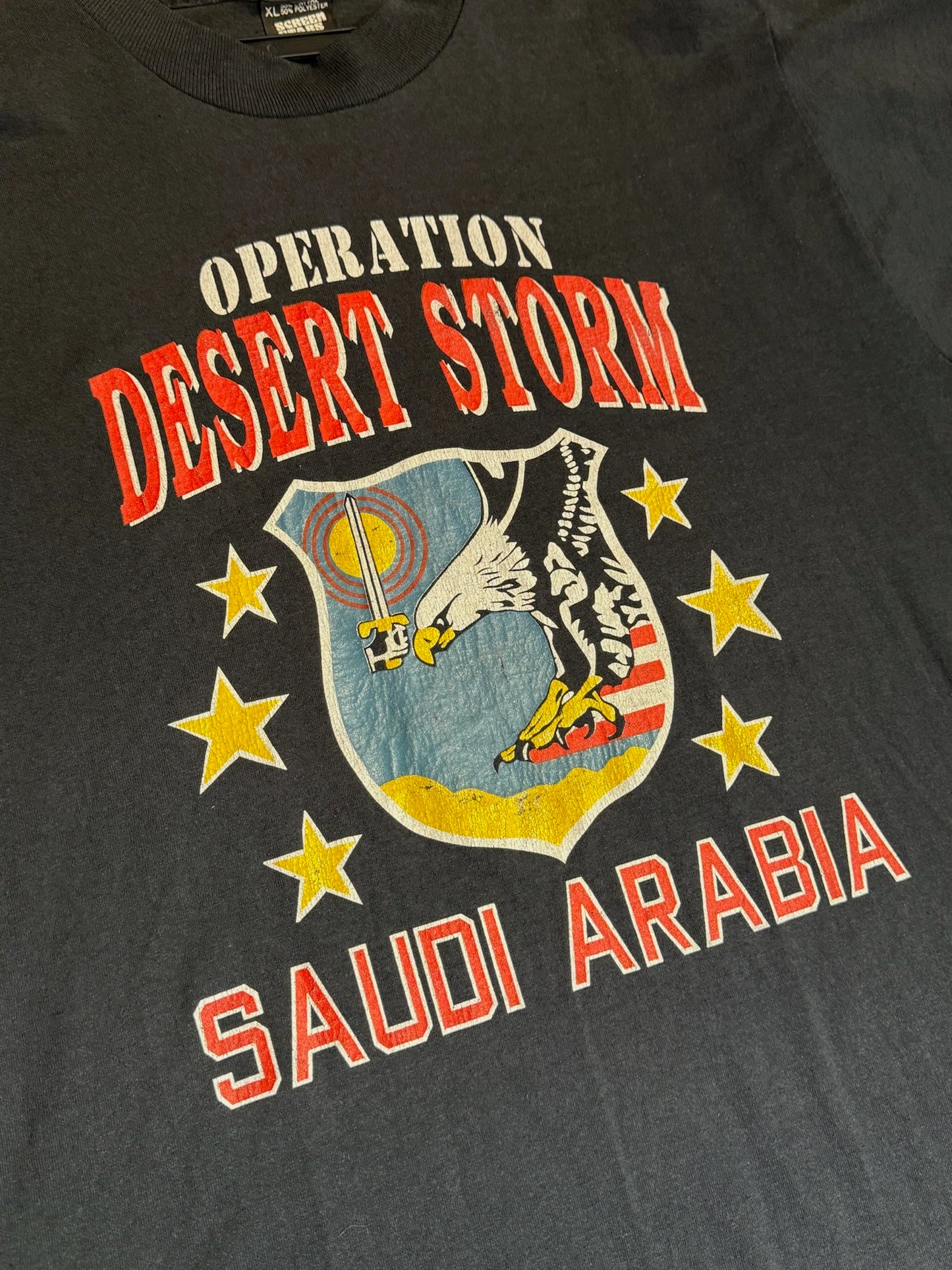 VINTAGE 1991 OPERATION DESERT STORM "SAUDI ARABIA" T-SHIRT SZ: XL