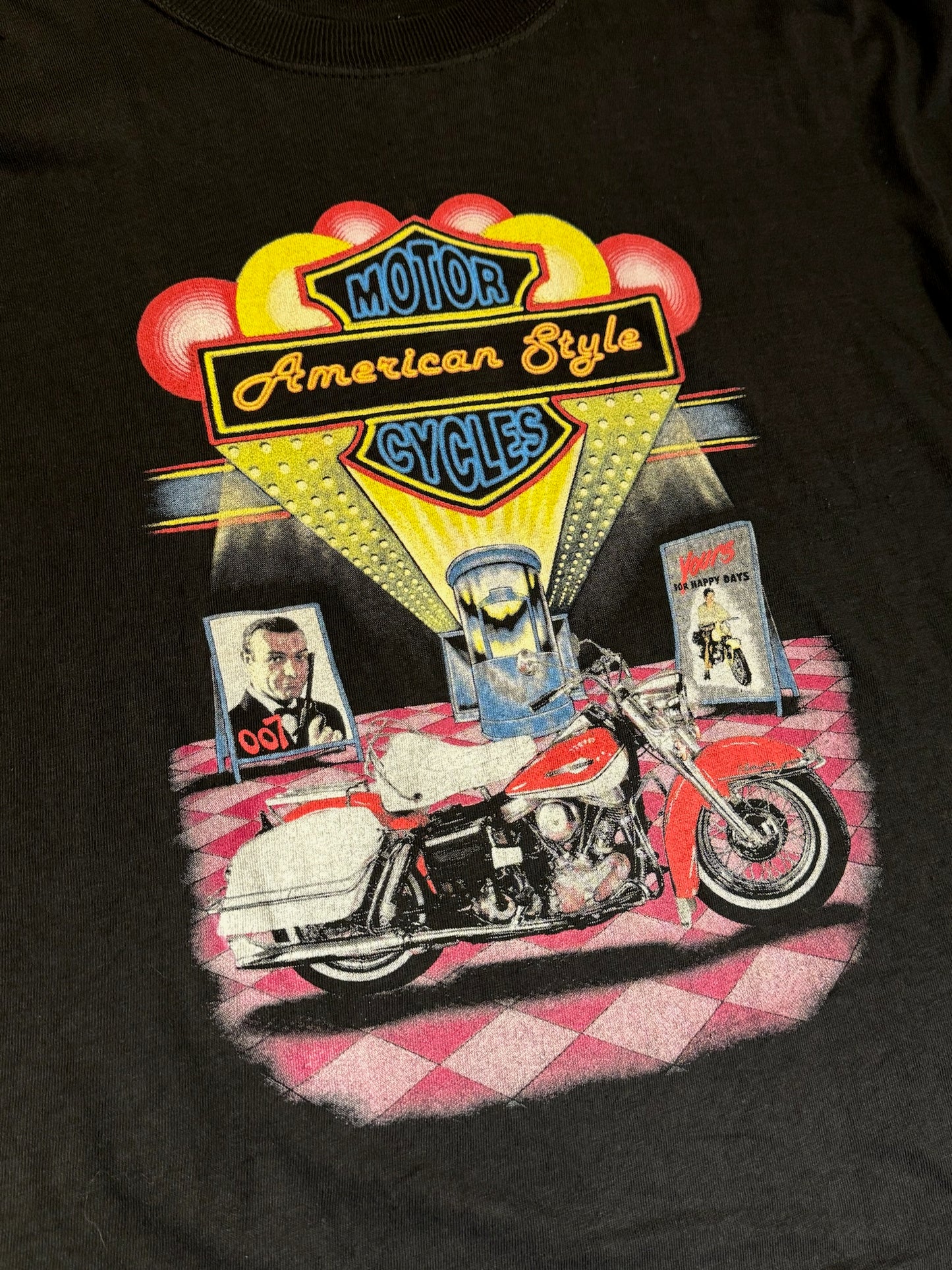 VINTAGE 90s AMERICAN STYLE MOTORCYCLES "MOVIE THEATER" T-SHIRT SZ: XL