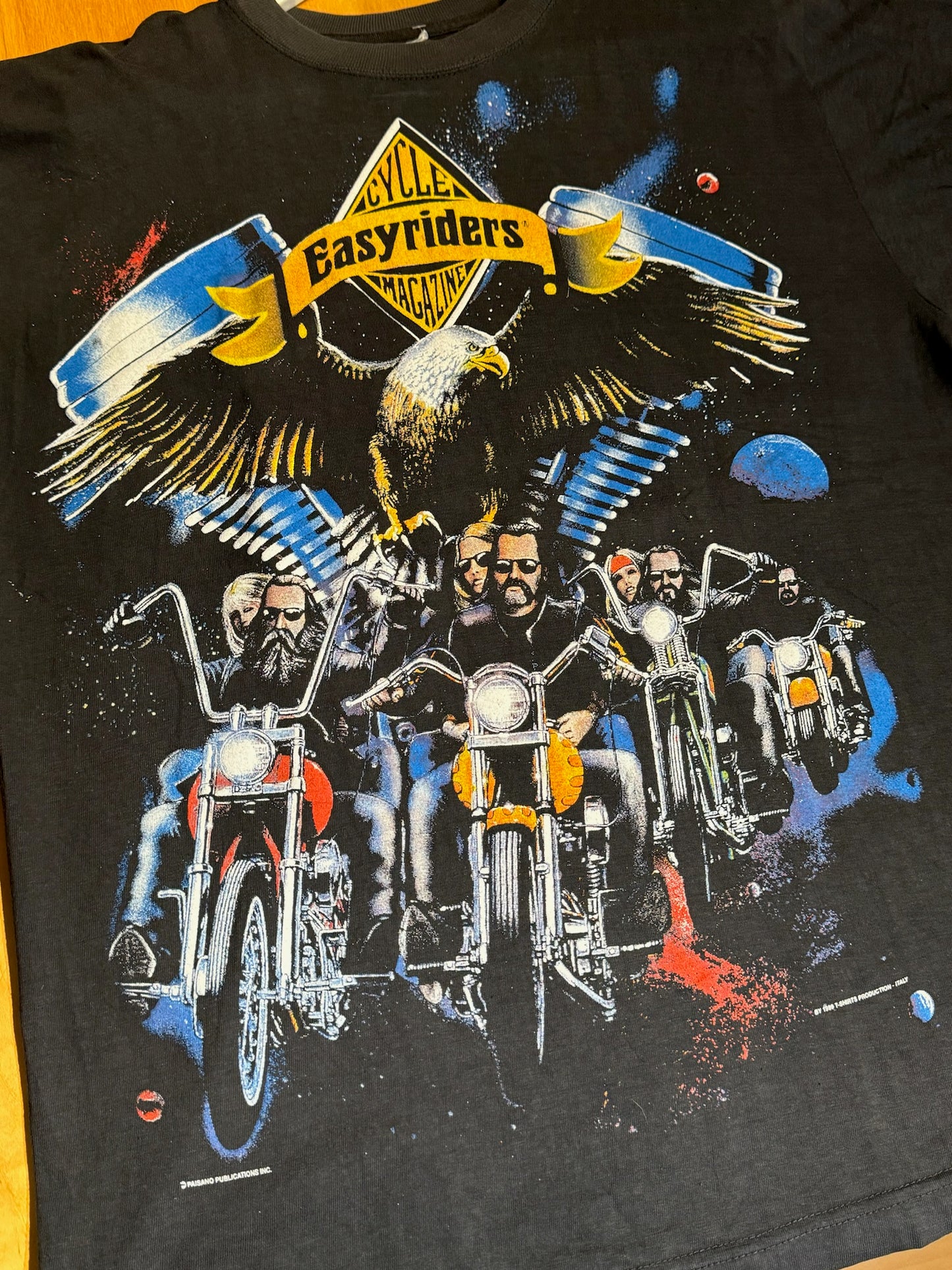 VINTAGE 1999 EASYRIDERS "EAGLE & BIKERS" MOTORCYCLES T-SHIRT SZ: XL