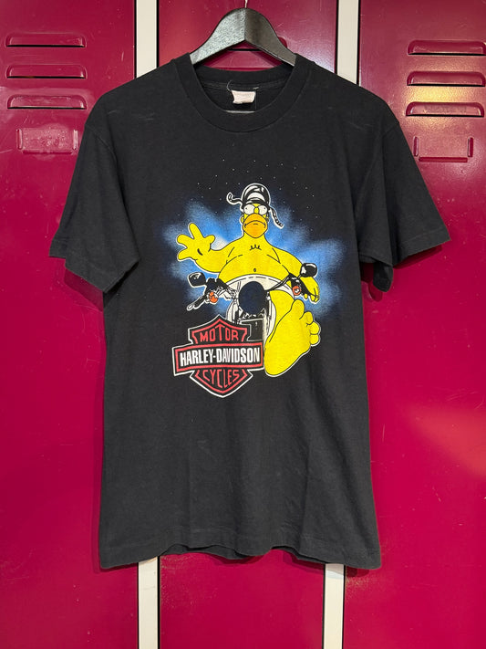VINTAGE 90s HARLEY DAVIDSON "HOMER SIMPSONS" MOTORCYCLE T-SHIRT  SZ: M