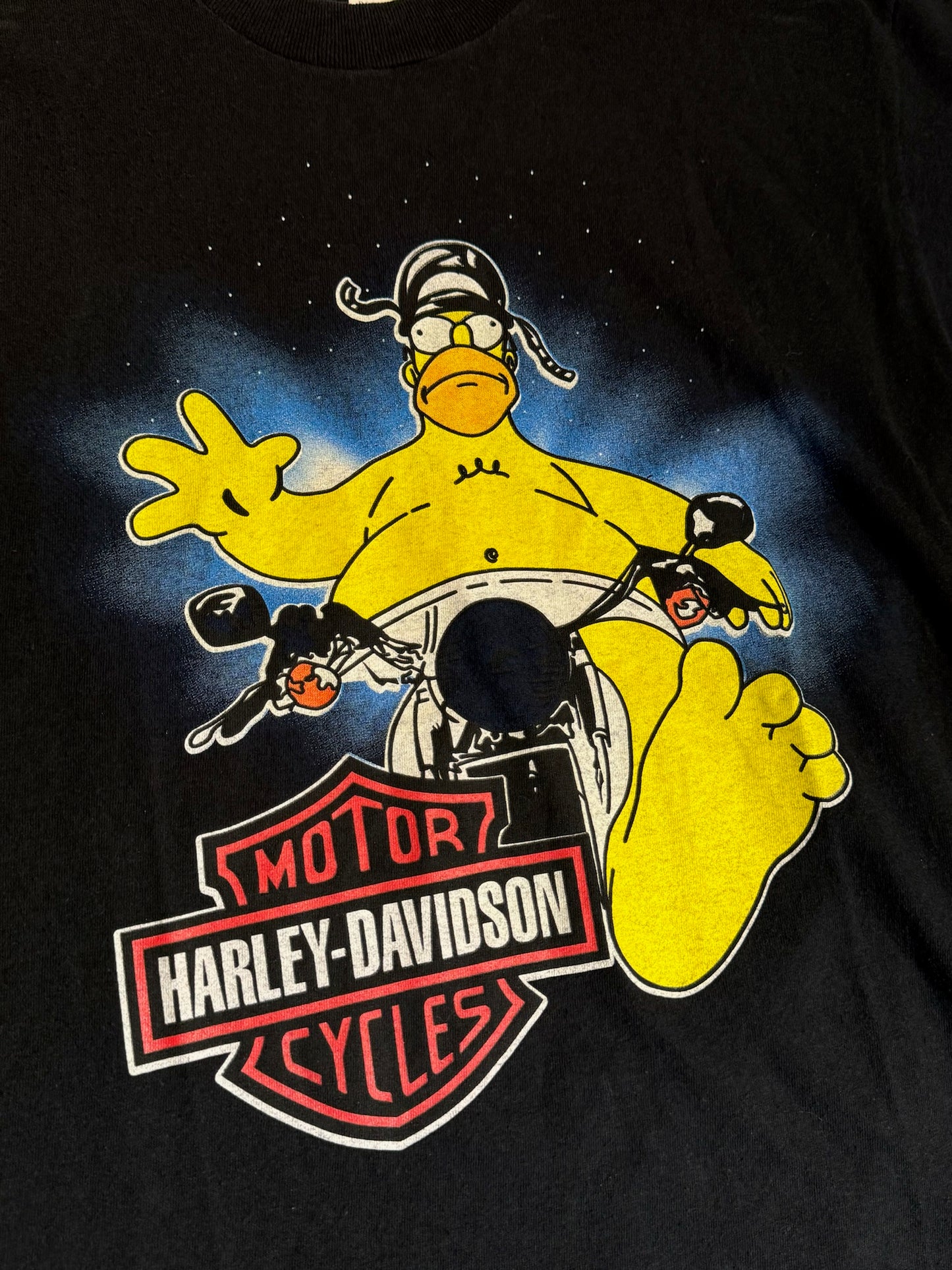 VINTAGE 90s HARLEY DAVIDSON "HOMER SIMPSONS" MOTORCYCLE T-SHIRT SZ: M
