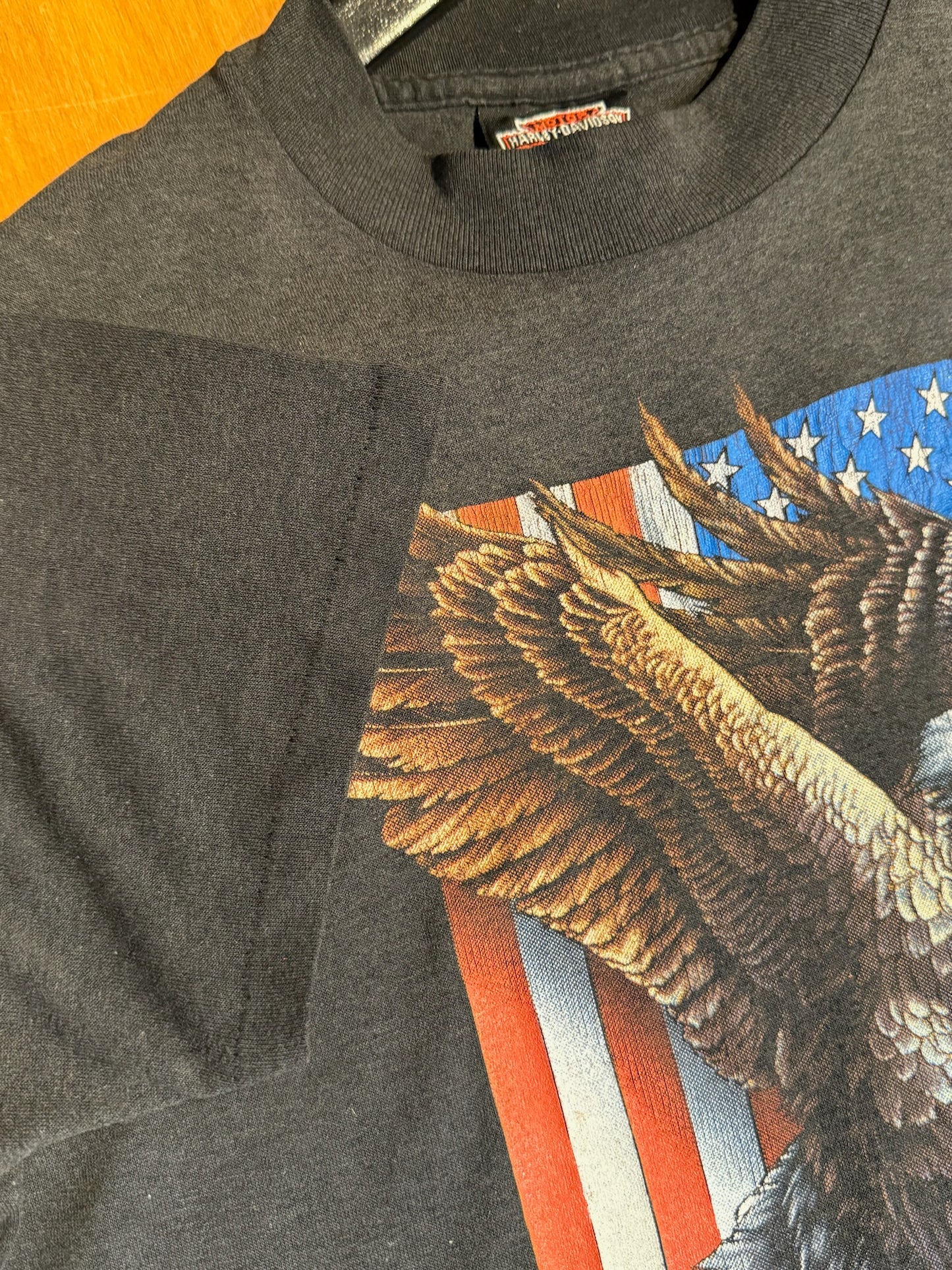 VINTAGE 1991 3D EMBLEM HARLEY DAVIDSON "MADE IN THE U.S.A" MOTORCYCLES T-SHIRT SZ: S