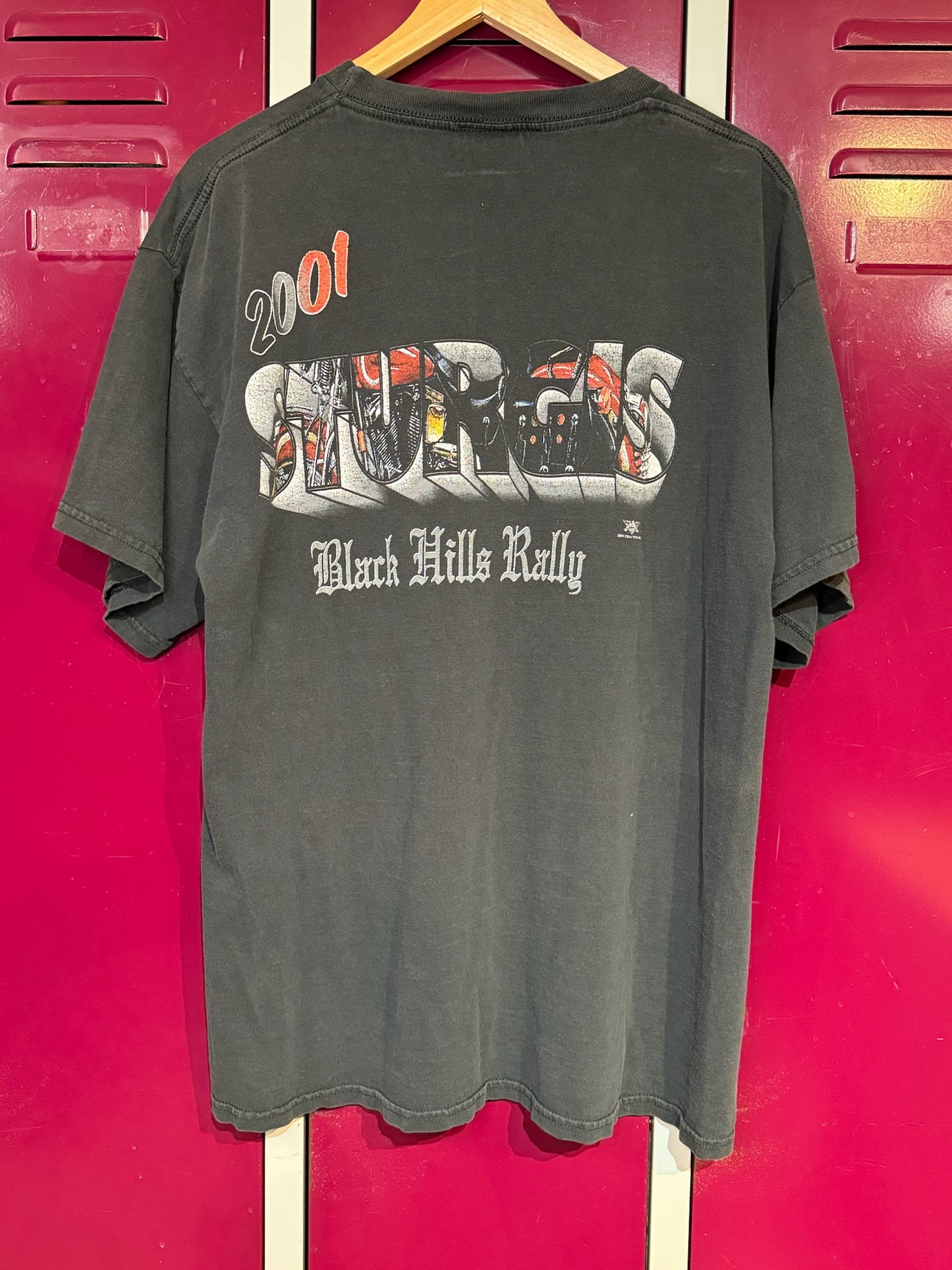 VINTAGE 2001 AMERICAN BIKER "STURGIS BLACK HILLS RALLY" MOTORCYCLES T-SHIRT SZ: XL