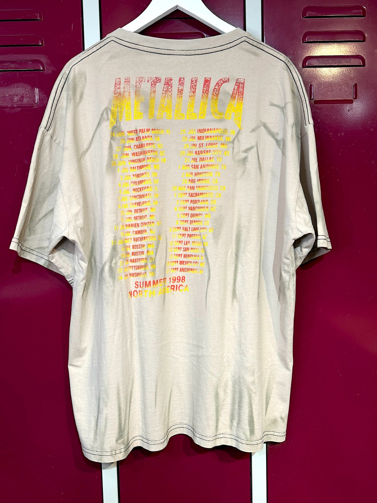 VINTAGE 1998 METALLICA "FALSEPERCEPTION" TIE DYE MUSIC BAND T-SHIRT SZ: XL