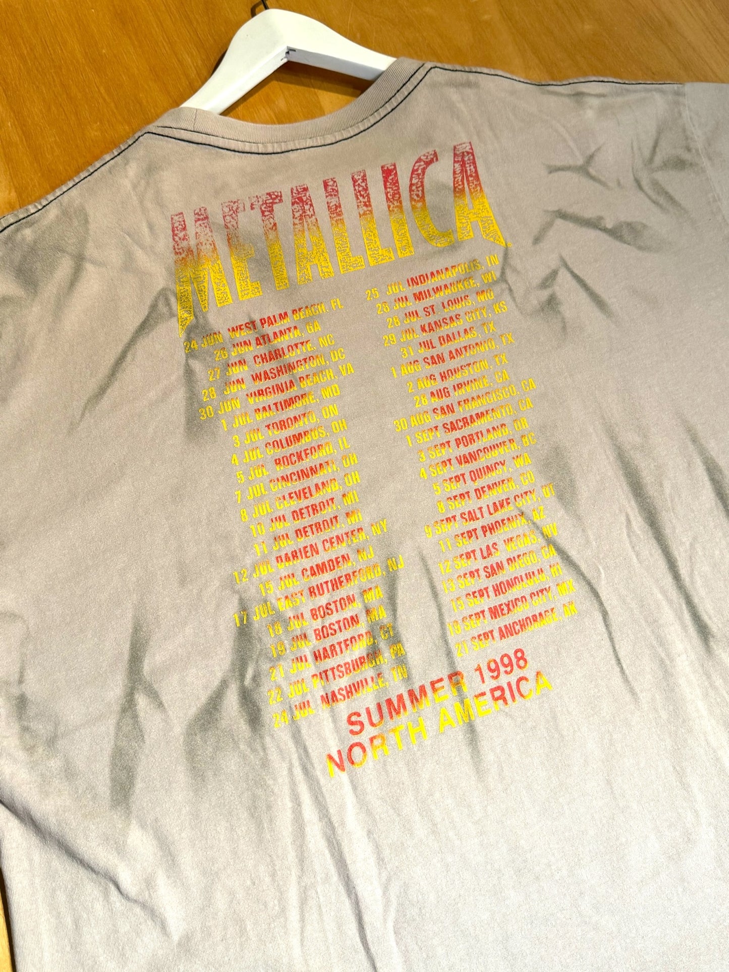 VINTAGE 1998 METALLICA "FALSEPERCEPTION" TIE DYE MUSIC BAND T-SHIRT SZ: XL