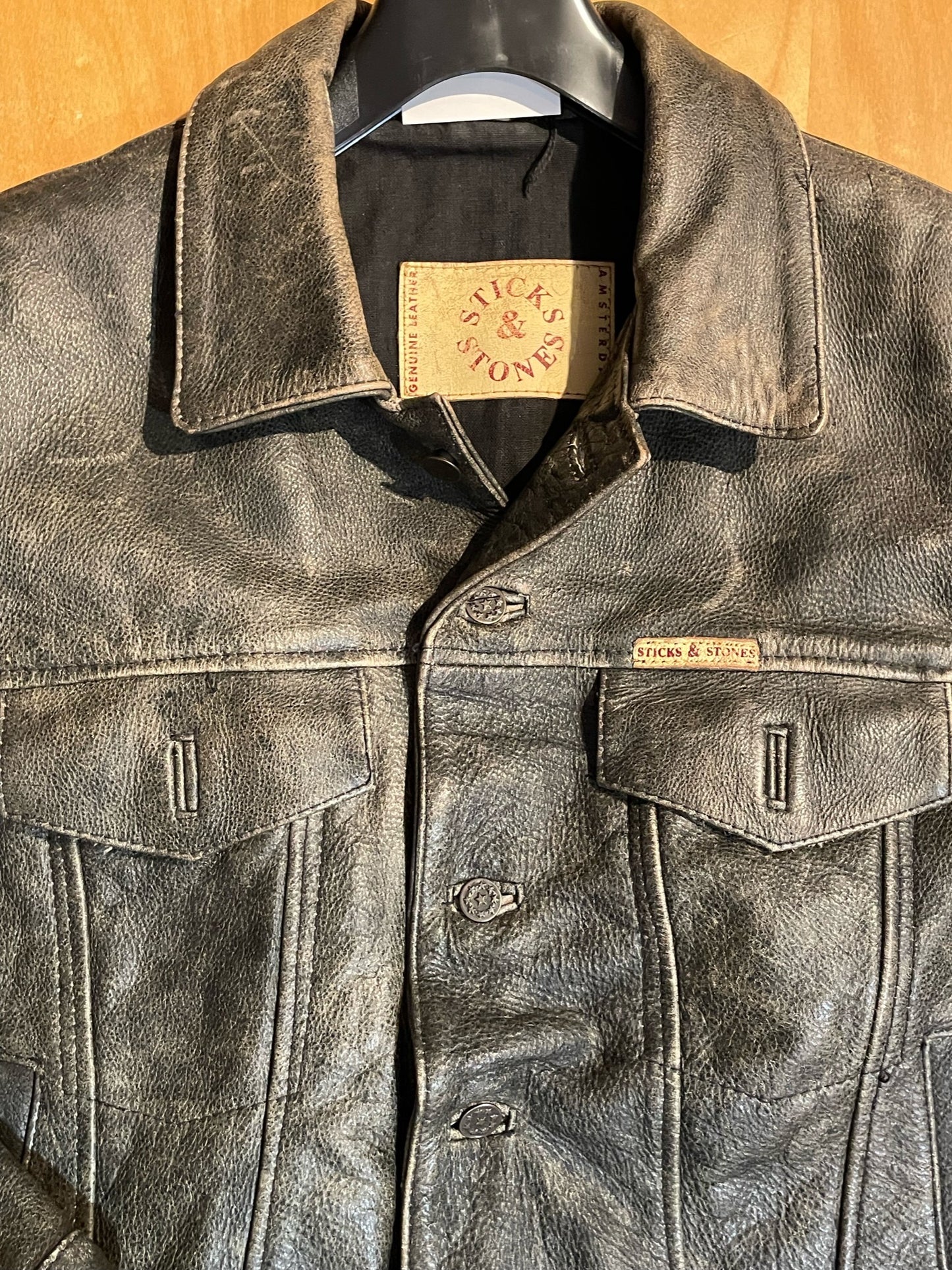 STICKS & STONES WESTERN VINTAGE LEATHER JACKET SZ: XS
