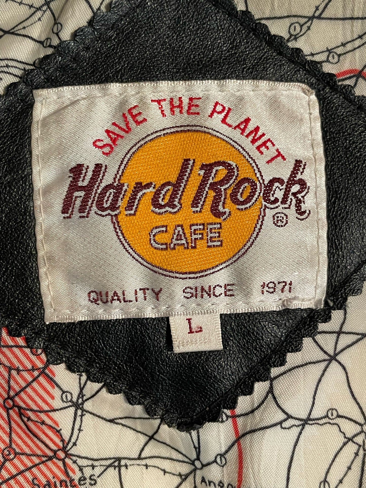 HARD ROCK CAFE VINTAGE LEATHER FLIGHT JACKET SZ: L