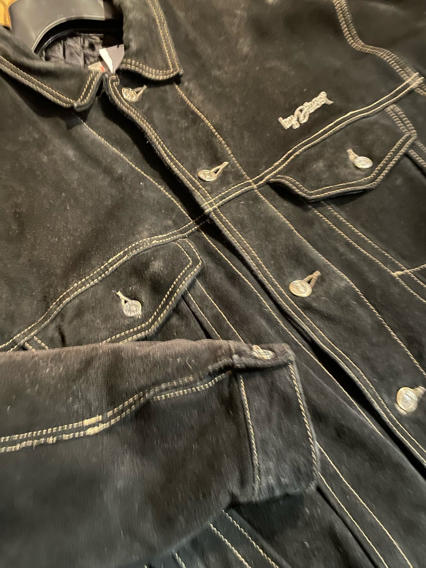 DIESEL VINTAGE WESTERN TRUCKER LEATHER SUEDE JACKET SZ: L