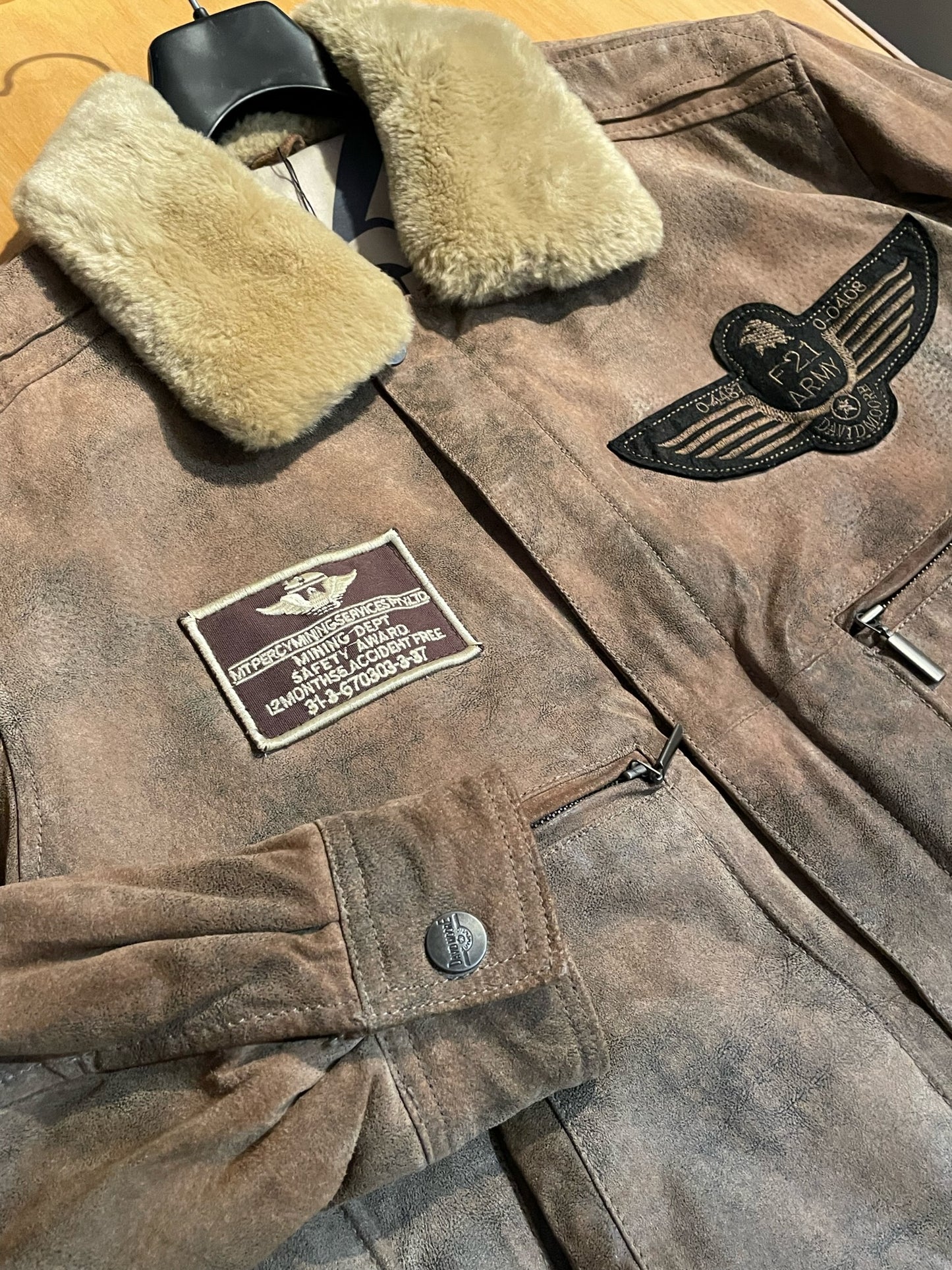 DAVID MOORE LEATHER SUEDE FLIGHT JACKET SZ: 48=M/L