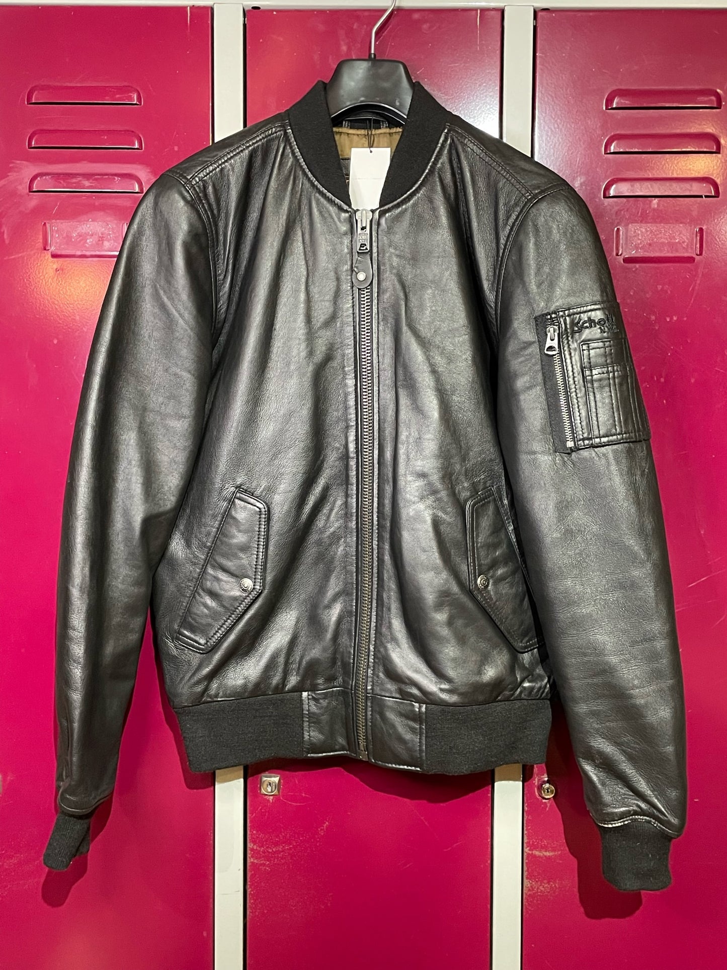 SCHOTT N.Y.C LEATHER BOMBER JACKET SZ: S