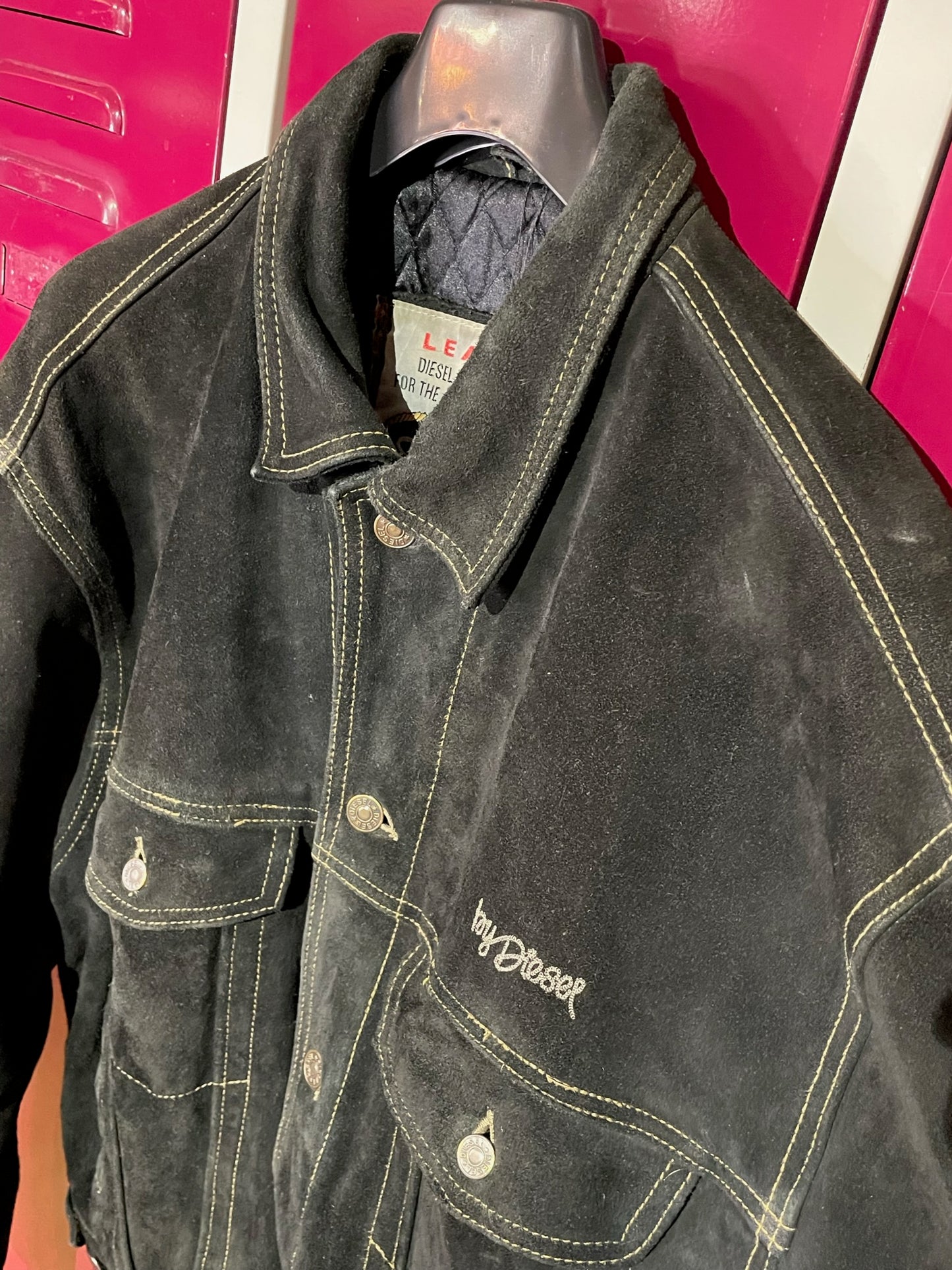 DIESEL VINTAGE WESTERN TRUCKER LEATHER SUEDE JACKET SZ: L