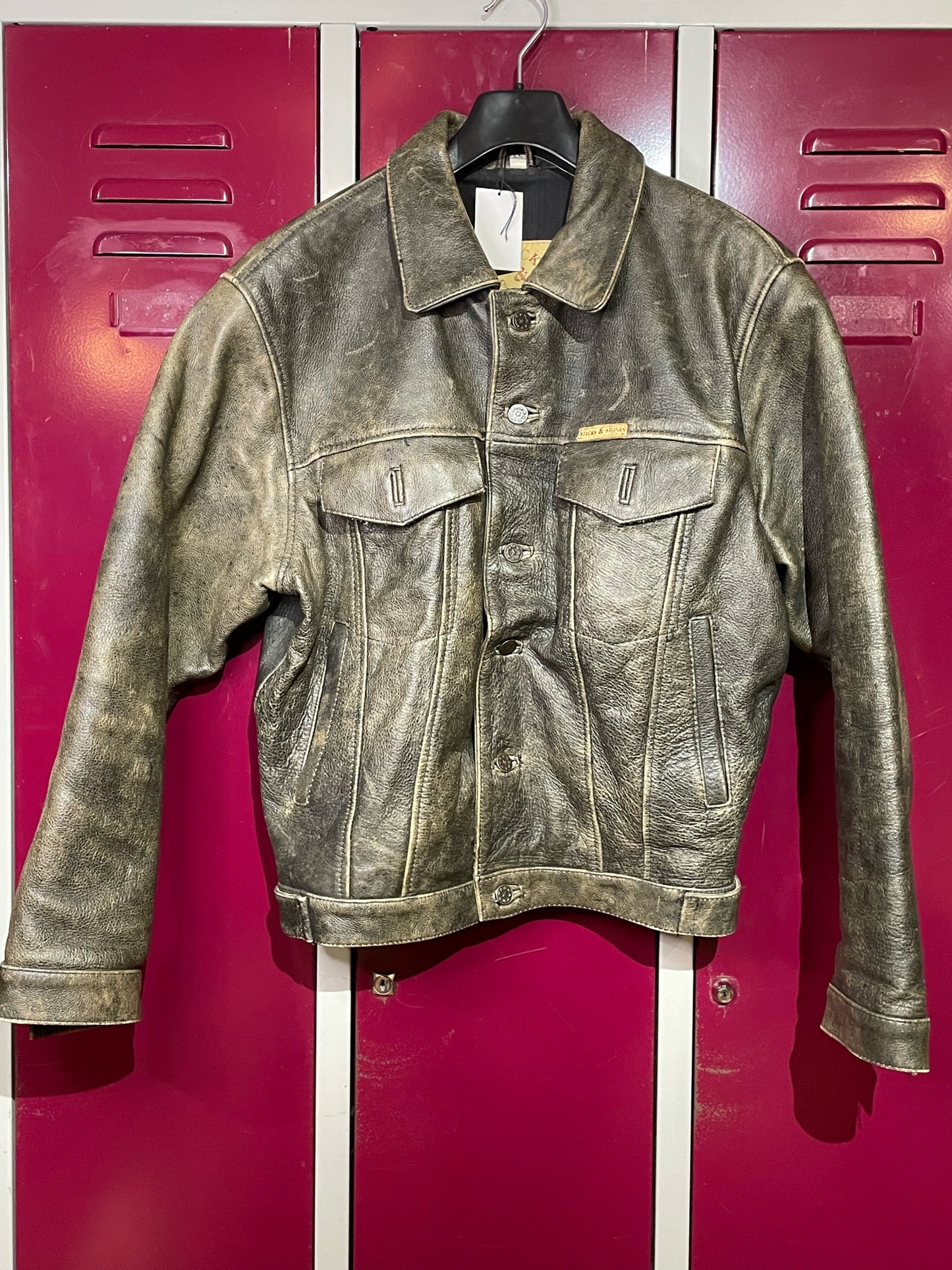 STICKS & STONES WESTERN VINTAGE LEATHER JACKET SZ: XS