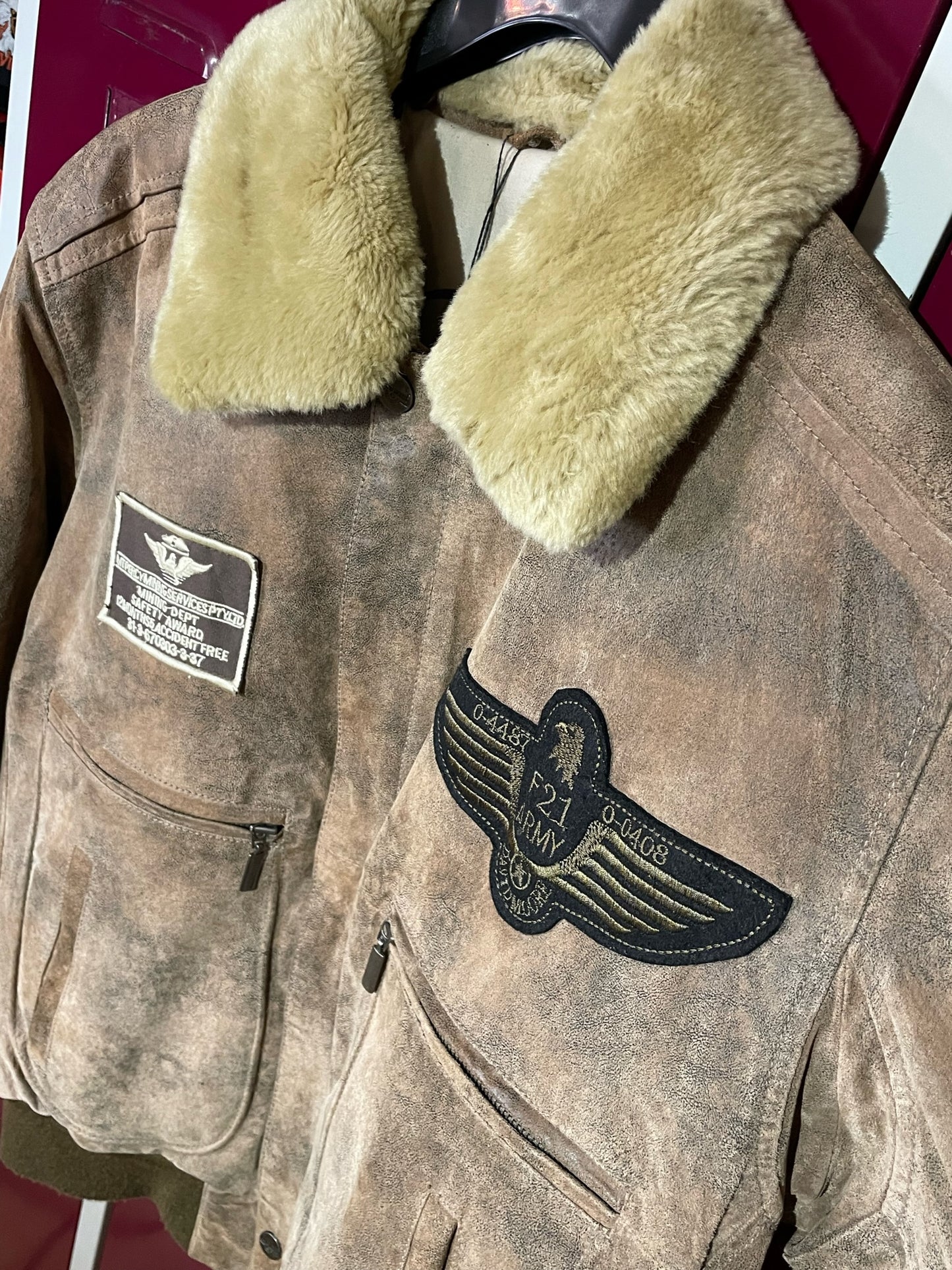 DAVID MOORE LEATHER SUEDE FLIGHT JACKET SZ: 48=M/L
