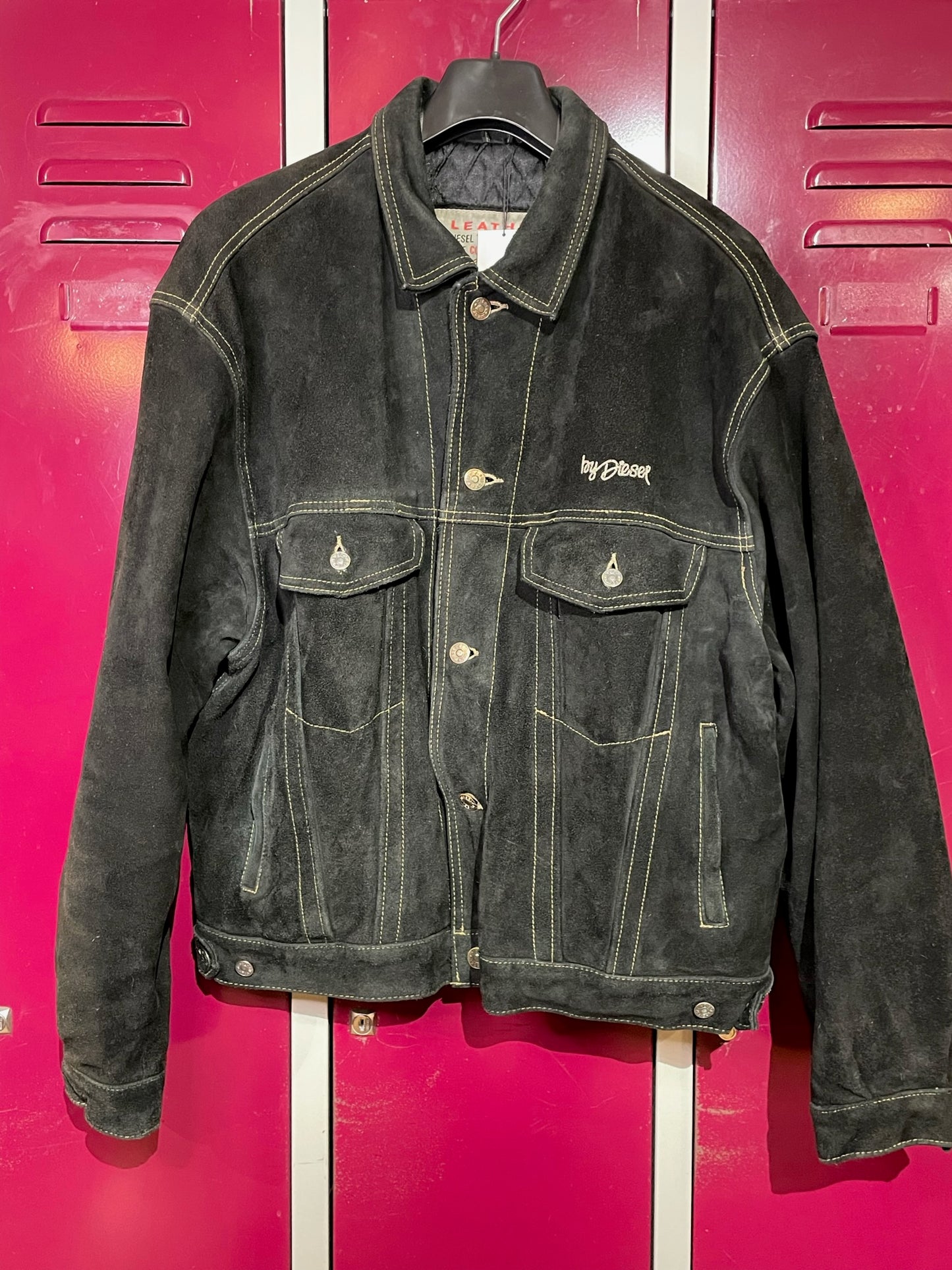 DIESEL VINTAGE WESTERN TRUCKER LEATHER SUEDE JACKET SZ: L