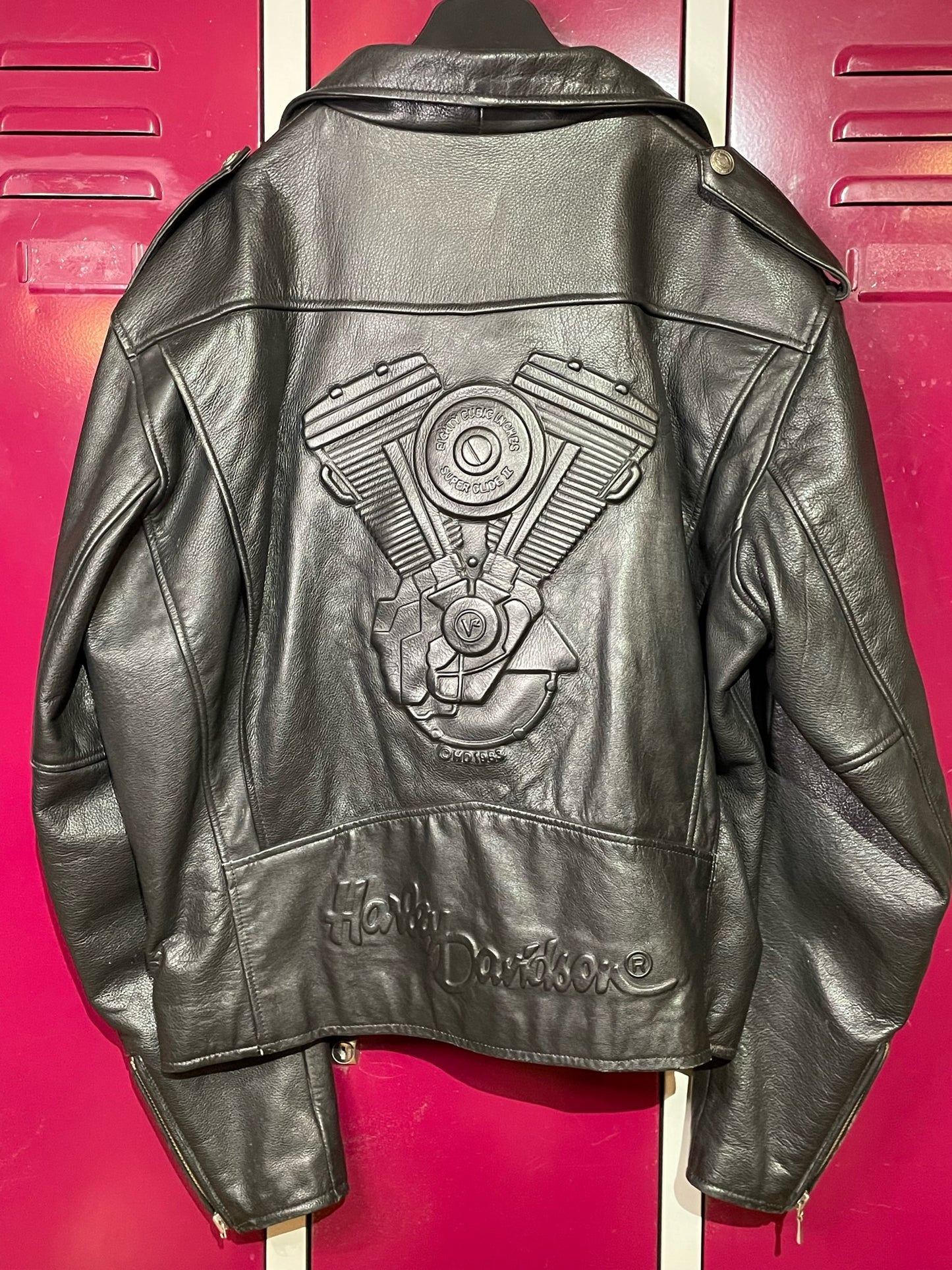 HARLEY DAVIDSON LOGO BACK "PERFECTO" BIKER JACKET SZ: L
