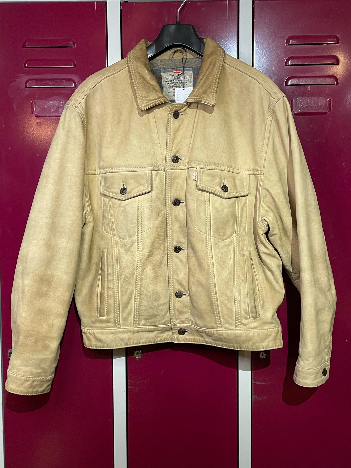 LEVI'S VINTAGE WESTERN TRUCKER LEATHER JACKET  SZ: L