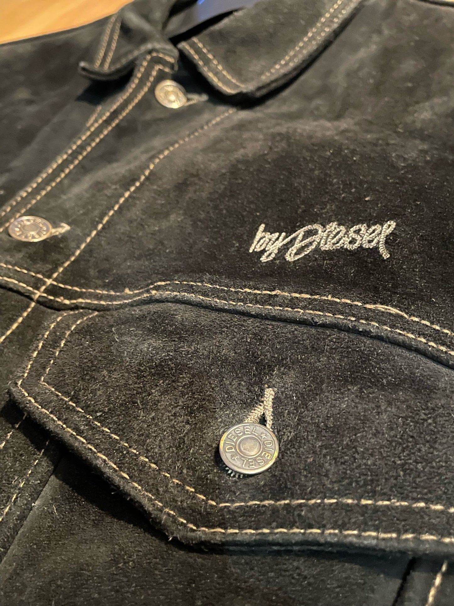 DIESEL VINTAGE WESTERN TRUCKER LEATHER SUEDE JACKET SZ: L