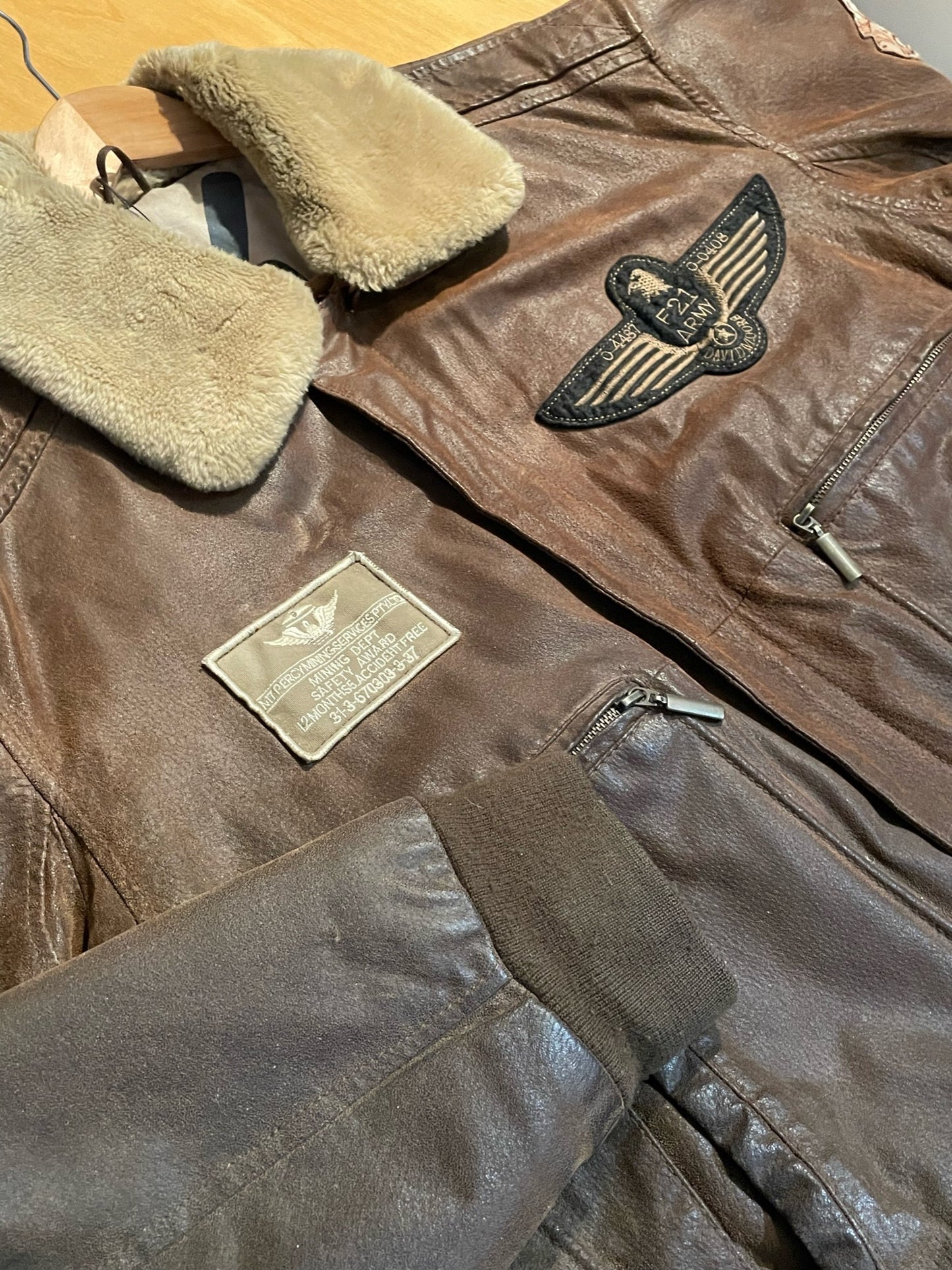 DAVID MOORE LEATHER SUEDE FLIGHT JACKET SZ: 50=L