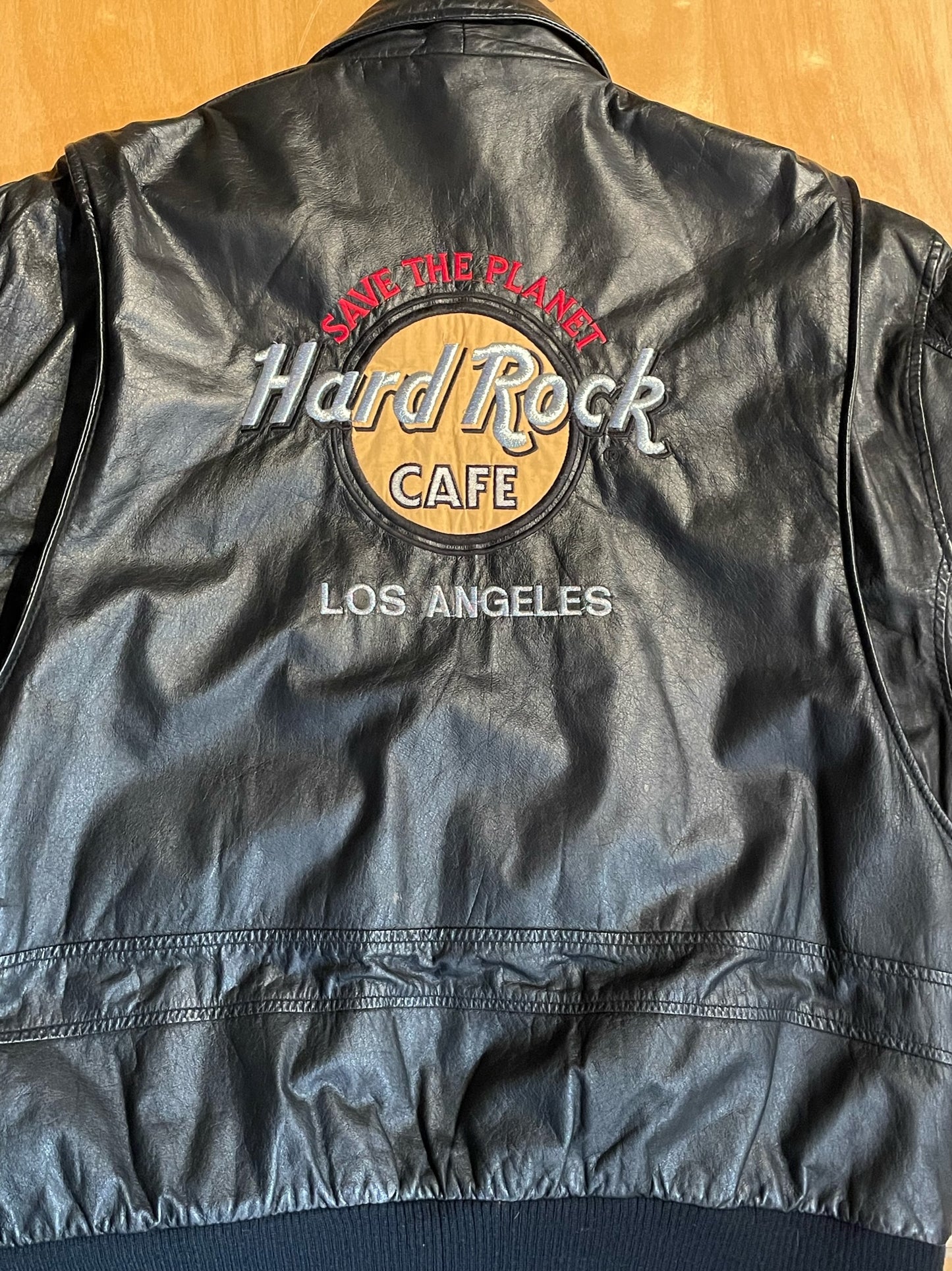 HARD ROCK CAFE VINTAGE LEATHER FLIGHT JACKET SZ: L