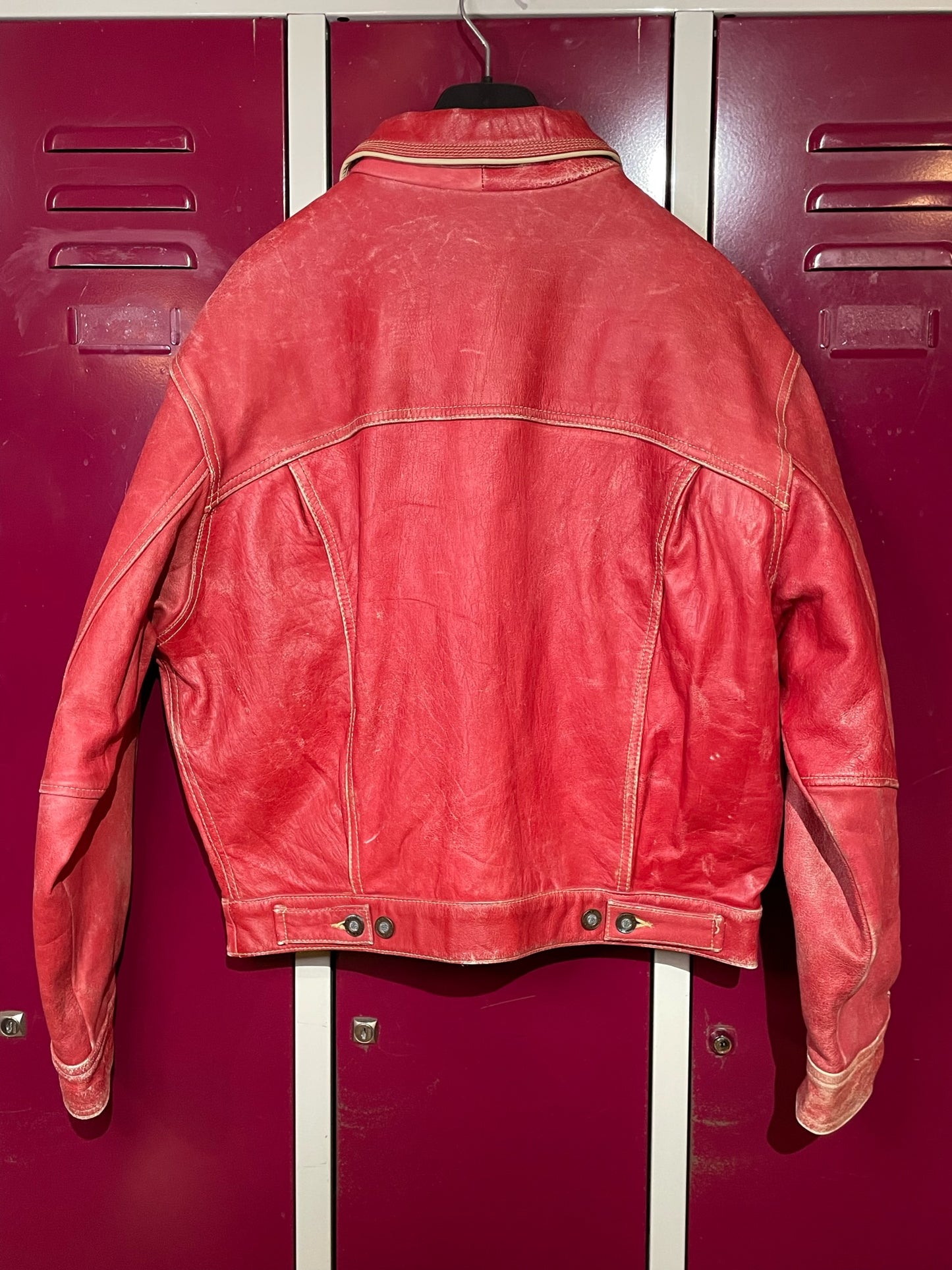 DIESEL VINTAGE LEATHER TRUCKER JACKET SZ: S