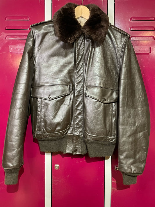 SCHOTT N.Y.C VINTAGE LEATHER  FLIGHT JACKET  SZ: 40=M