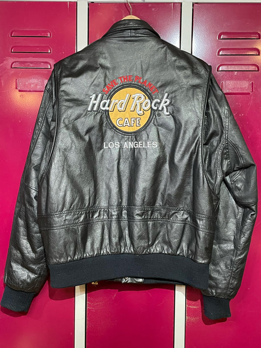 HARD ROCK CAFE VINTAGE LEATHER FLIGHT JACKET  SZ: L