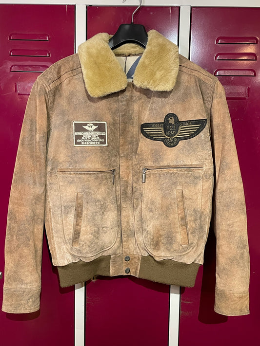 DAVID MOORE LEATHER SUEDE FLIGHT JACKET  SZ: 48=M/L